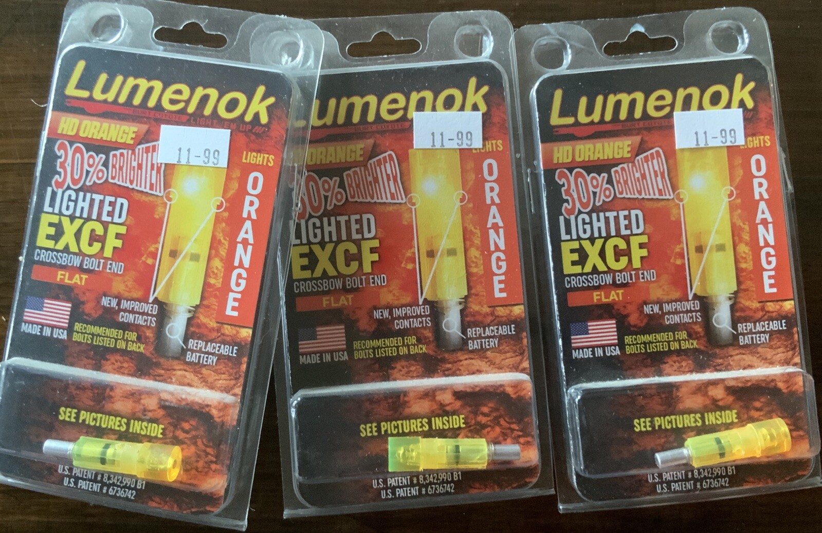 LUMENOK LIGHTED EXCF CROSSBOW BOLT END - FLAT (3 Packs) (orange)