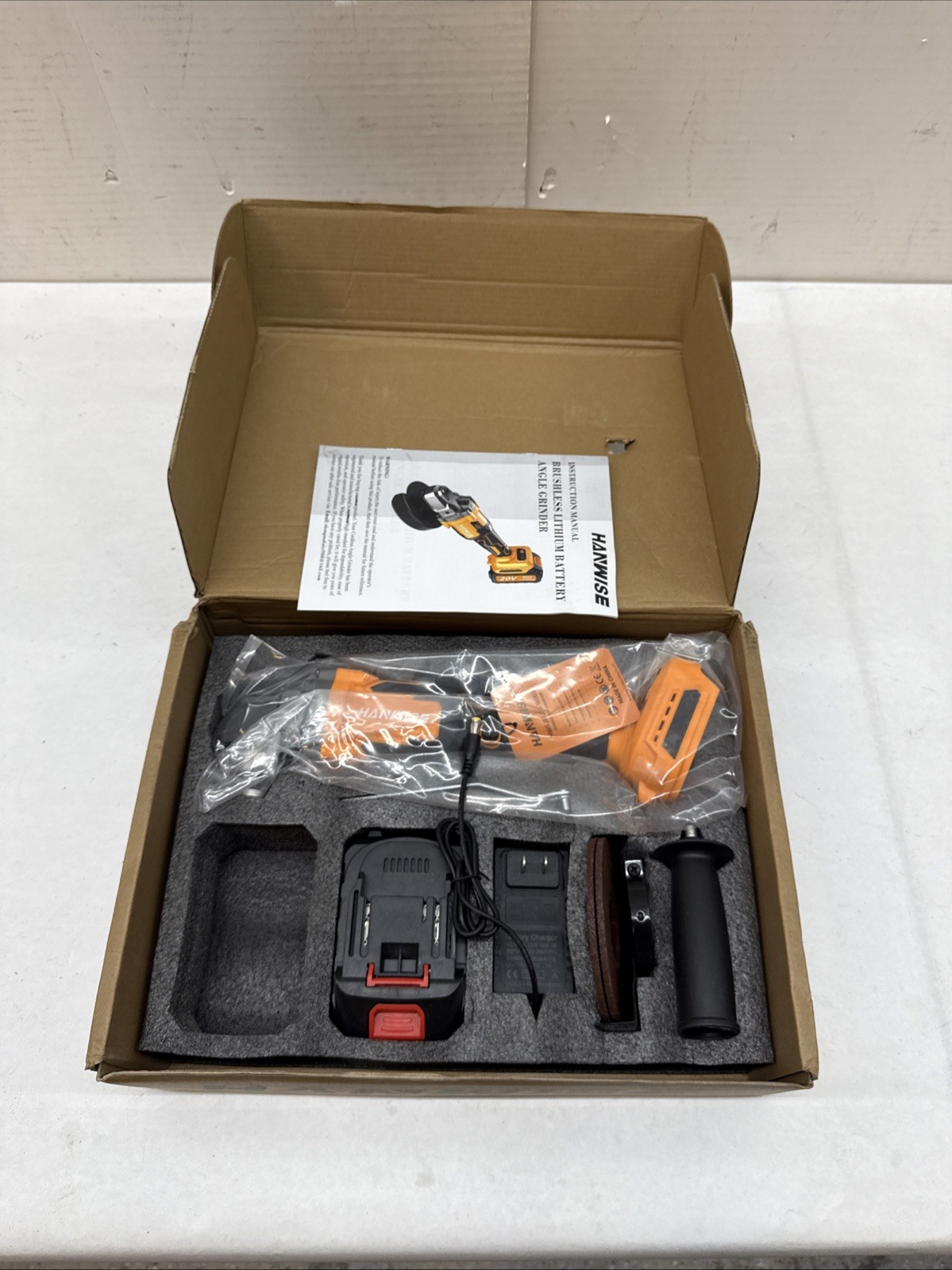 Hanwise HWSJMJ20-W001 Brushless Angle Grinder Lithium Battery 110mm Blade