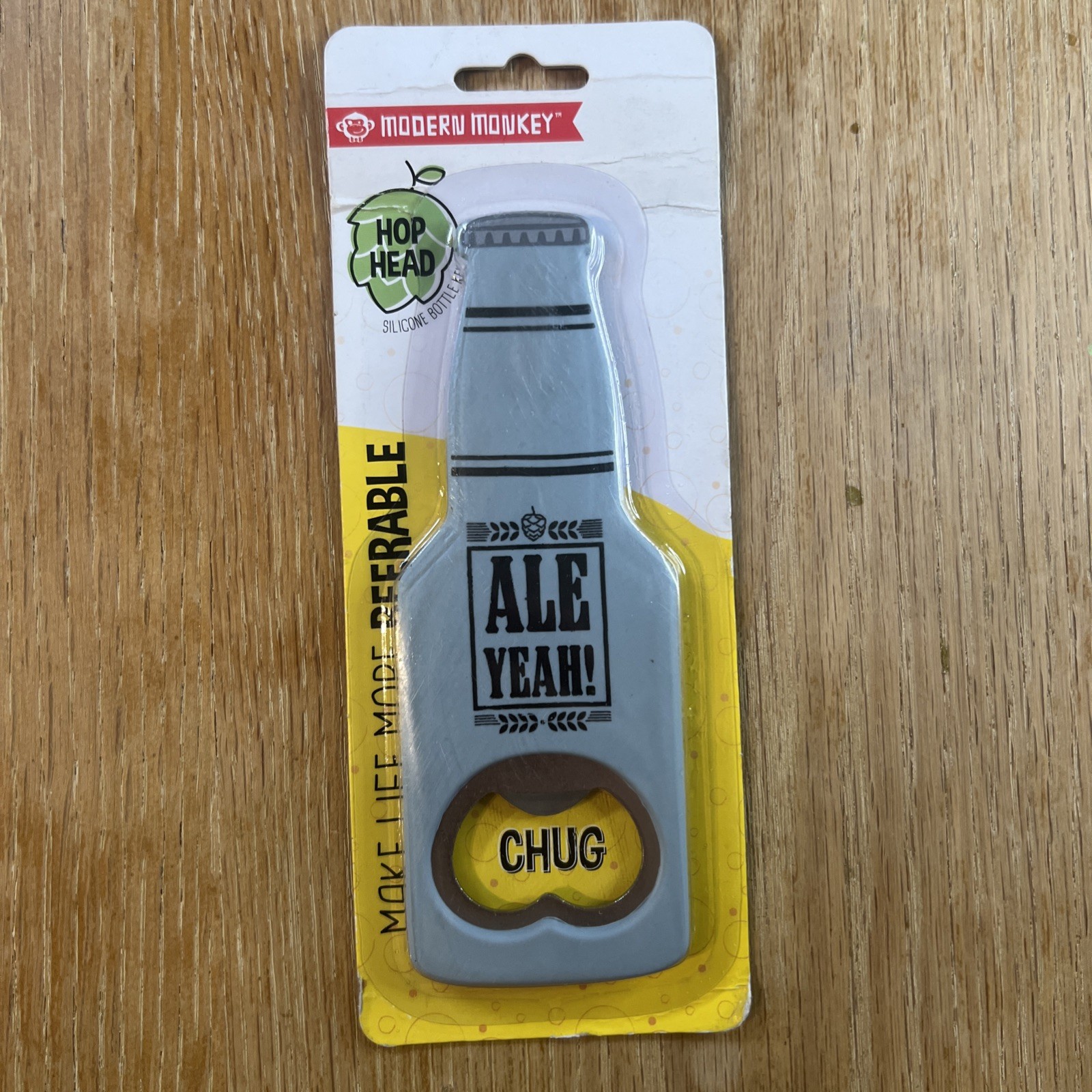 Modern Monkey Hop Head Silicone Bottle Opener "ALE YEAH!" Spill-Proof Design
