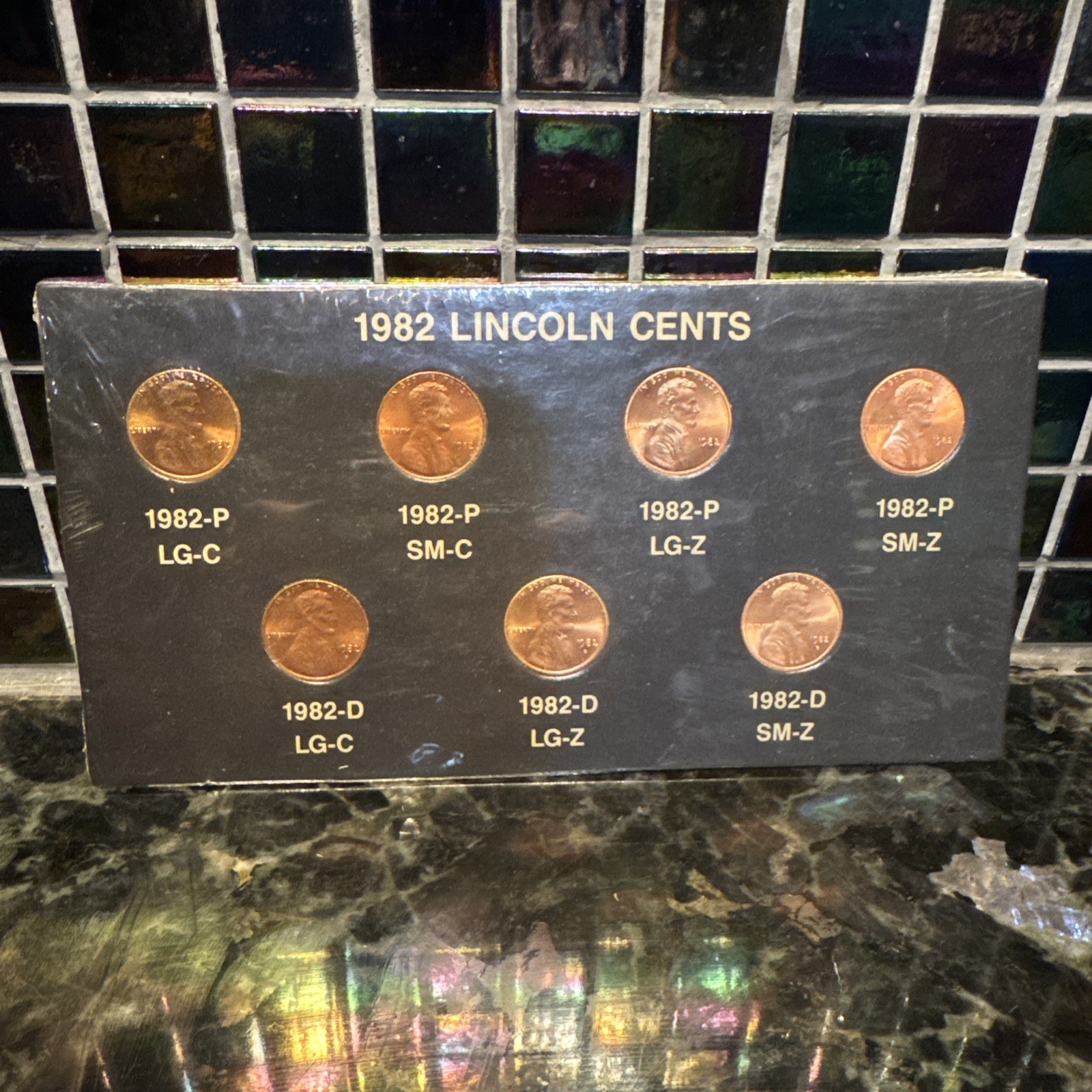 1982 Lincoln Cents P&D MINT STATE SEALED 7 Coin Set LG C SM C LG Z SM Z EX. RARE