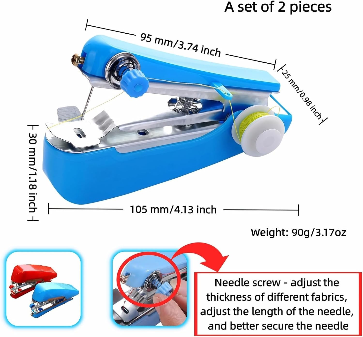 Adjustable Handheld Sewing Machine - Perfect for All Fabrics and Easy Repairs