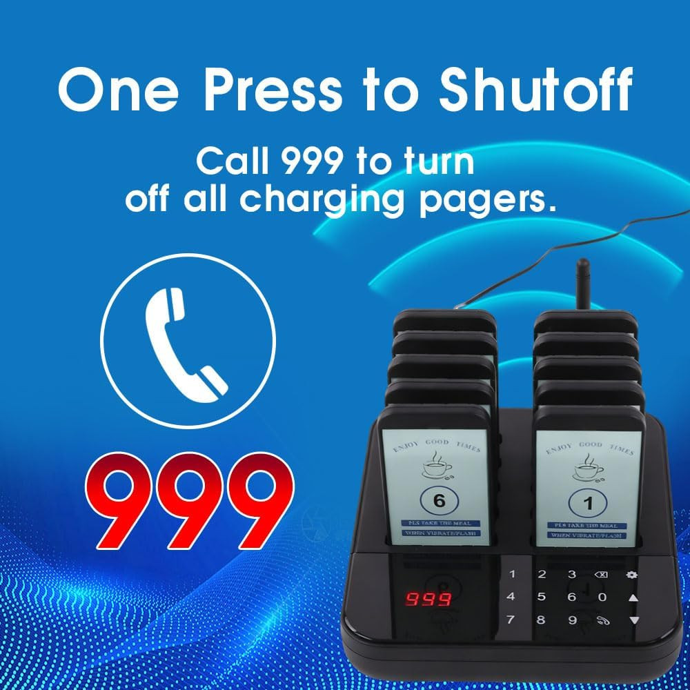 AGJ Restaurant Pager 10 Beepers Wireless Calling System Guest Customer Queue Pag