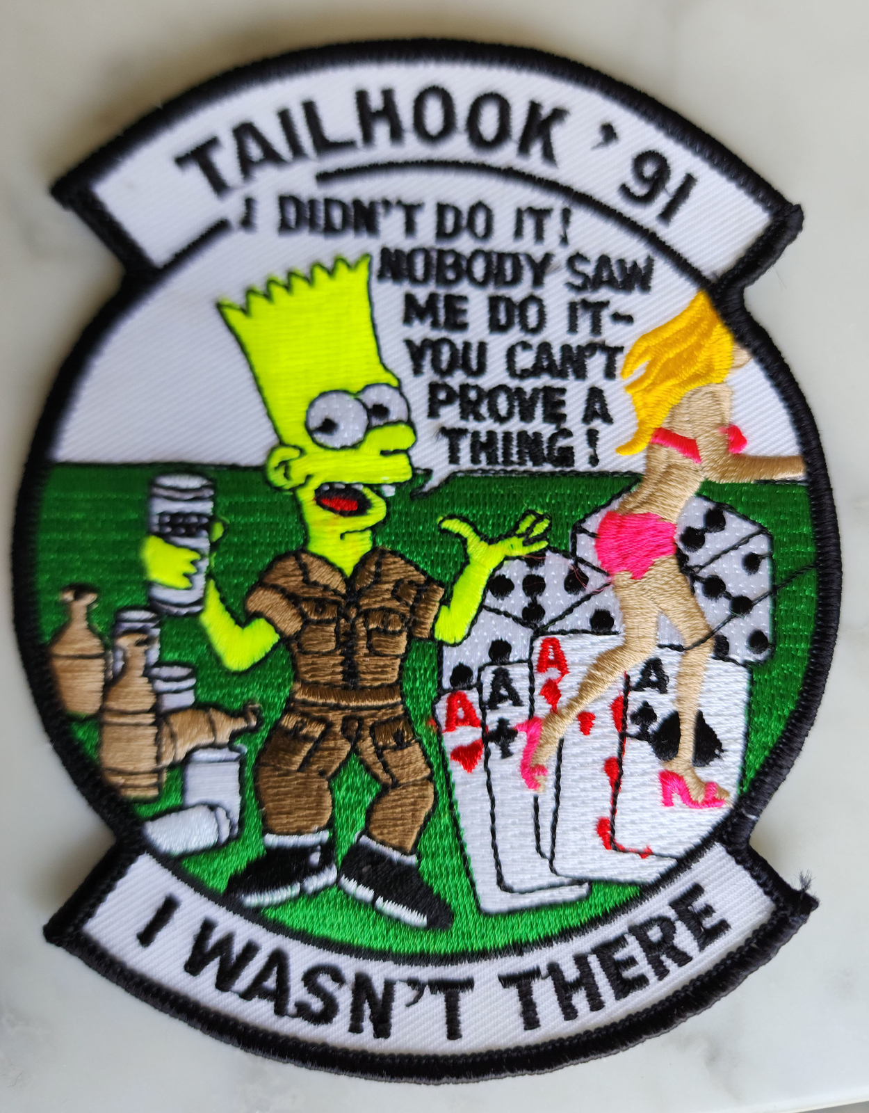 Vintage US Navy Tailhook '91 I Wasn't There Bart Simpson Embroidered Patch