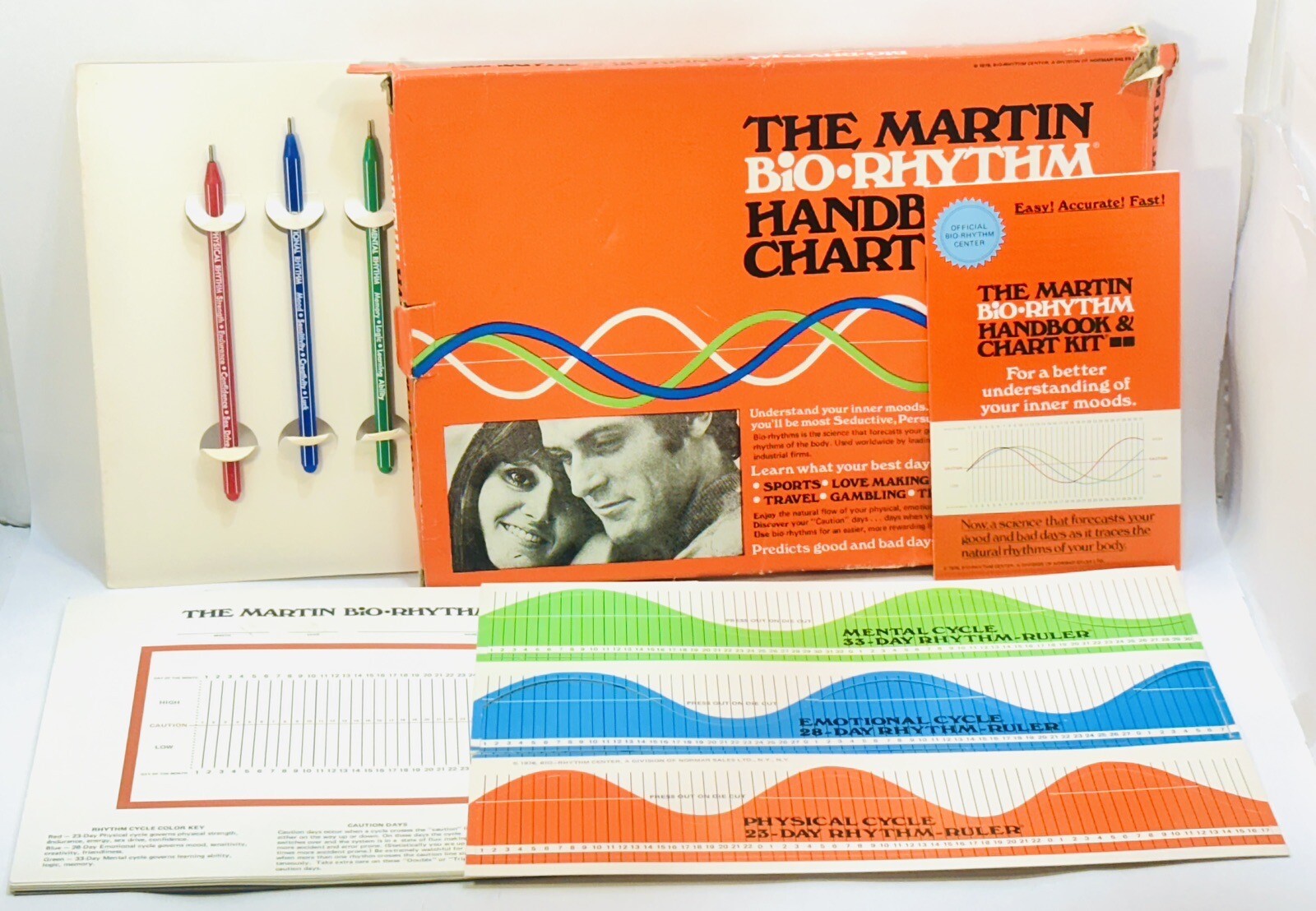 Vintage 1976 The Martin Bio Rhythm Handbook & Chart Kit