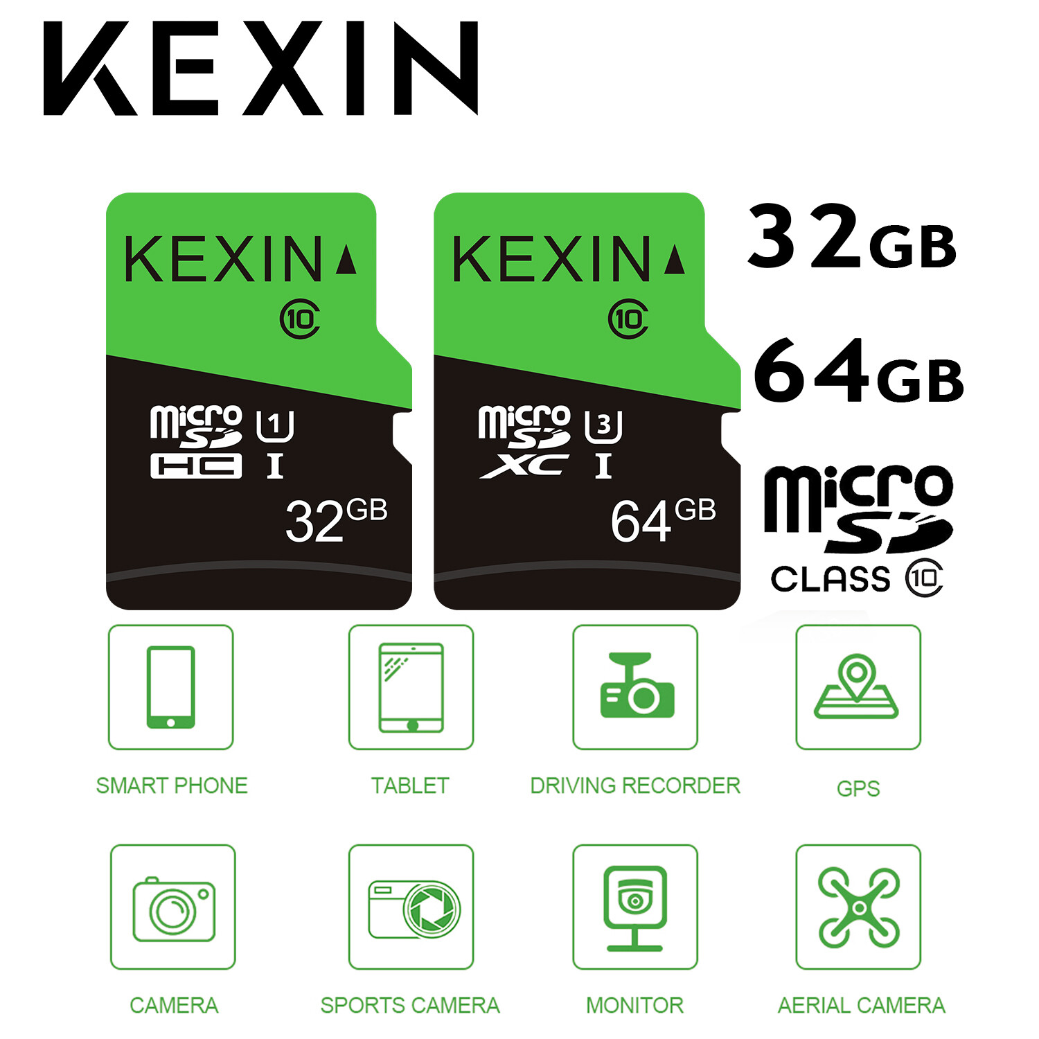 32/64GB Micro SD Card Class 10 Ultra MicroSDXC UHS-I Memory Card for Camera/GPS
