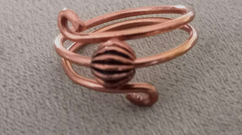 Wire Wrapped Midi Beaded Swirl Ring