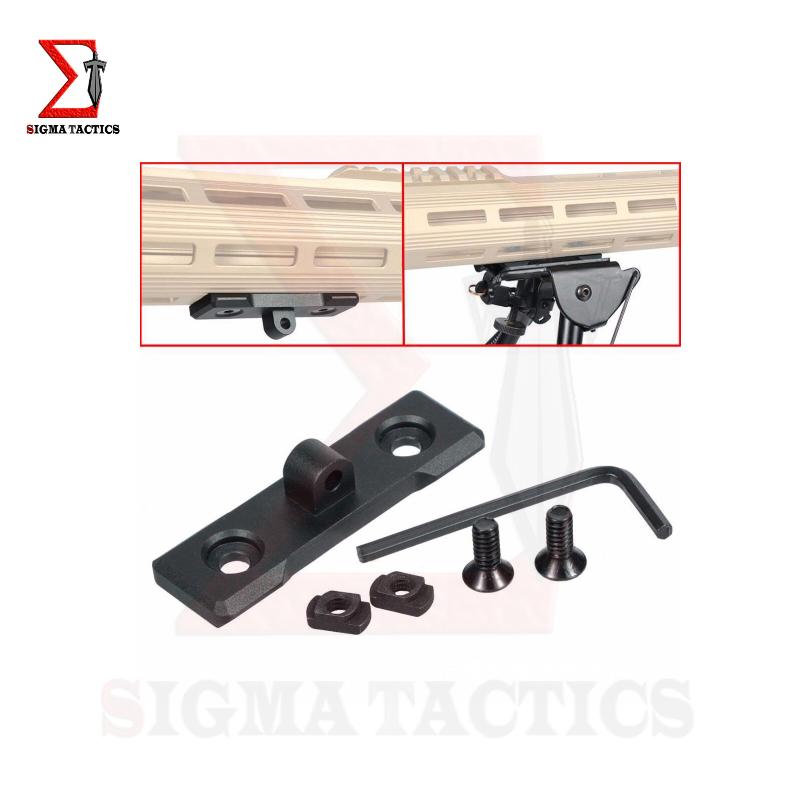 Tactical M-Lok Sling Stud/Bipod Adapter for Harris Sling Stud Mount Low Profile