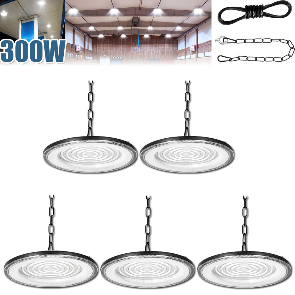 5 Pack 300W Led UFO High Bay Light 300 Watts Commercial Factory Warehouse Light