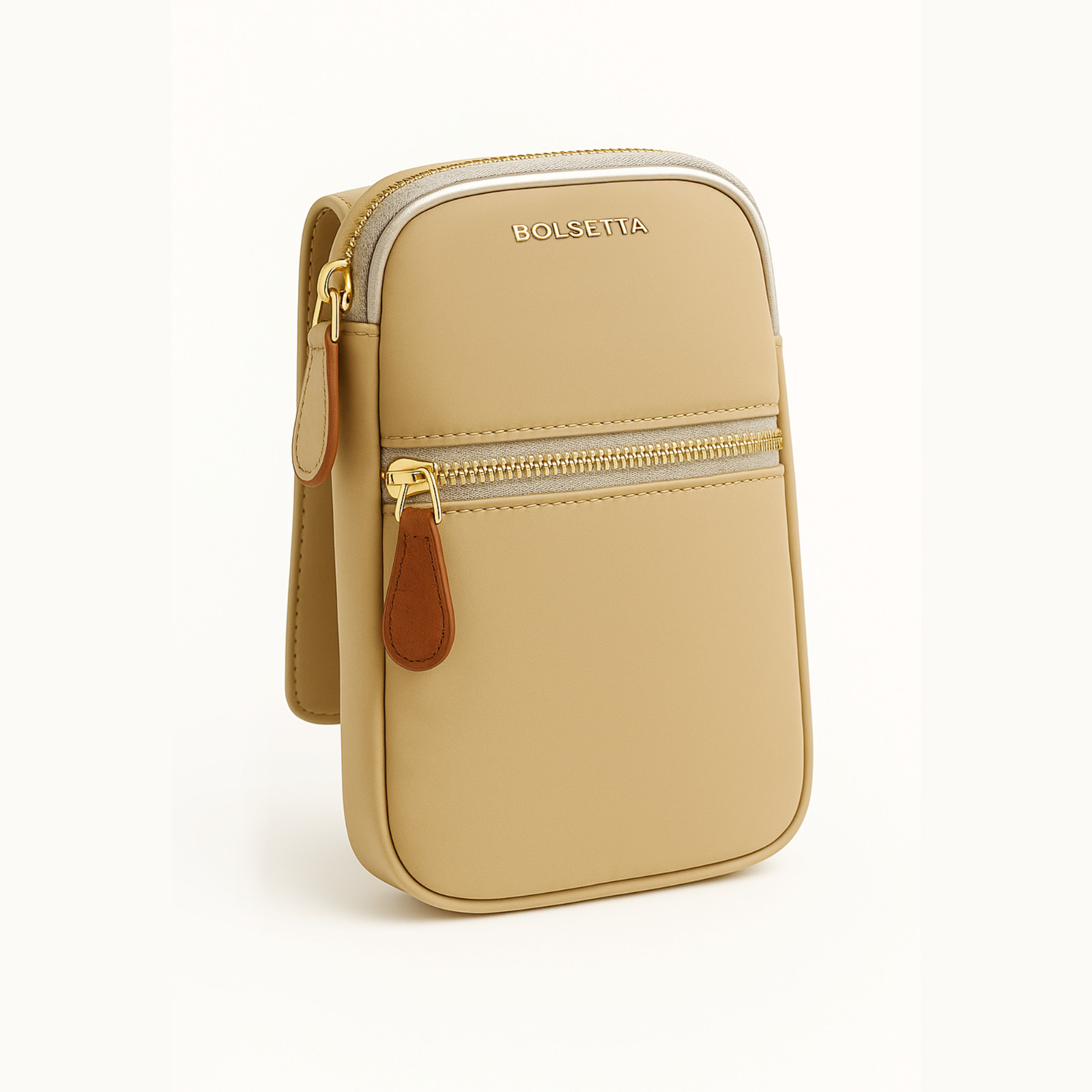 Bolsetta Magnetic Zippered Hip Pouch - Beltless Handbag + RFID Protection - Tan