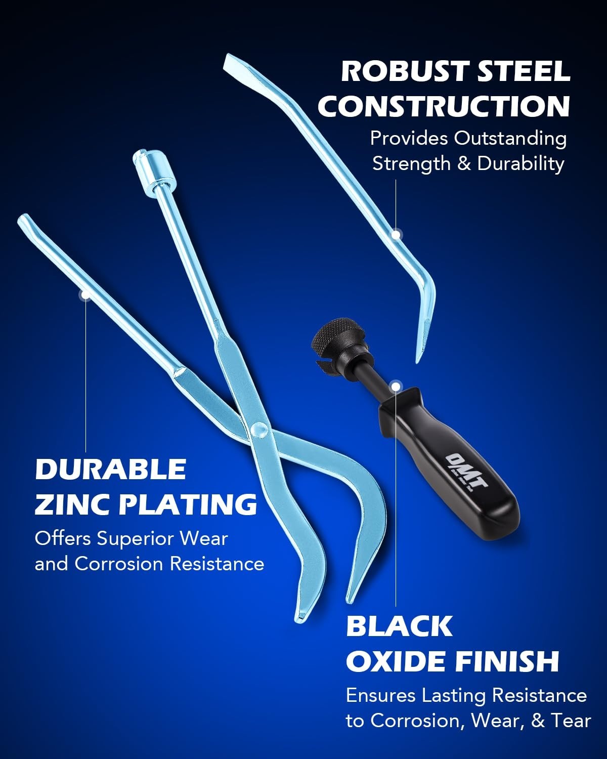 3-Piece Drum Brake Tool Kit - Brake Spring Compressor, Pliers & Spoon Set