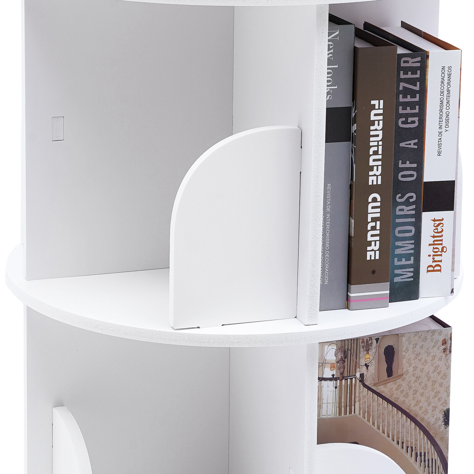 3 Tiers 360° Rotating Stackable Shelves Bookshelf Organizer Floor Standing USA