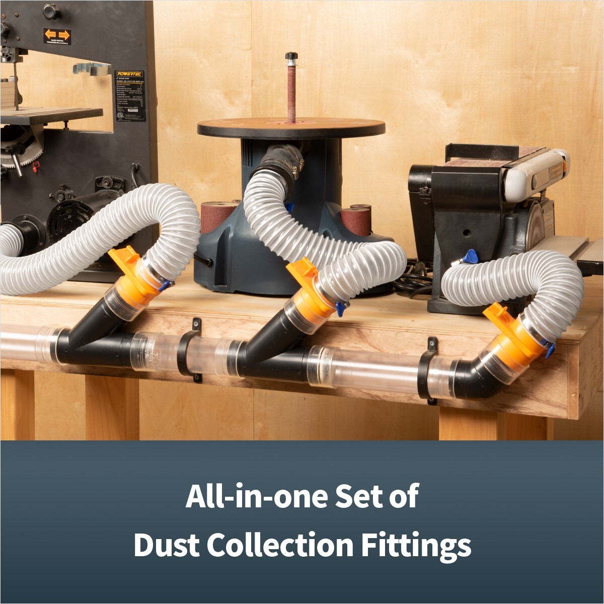 POWERTEC 70316 4" Three-Machine Dust Collection Kit