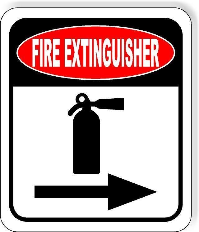 FIRE EXTINGUISHER  RED RIGHT ARROW Metal Aluminum composite sign