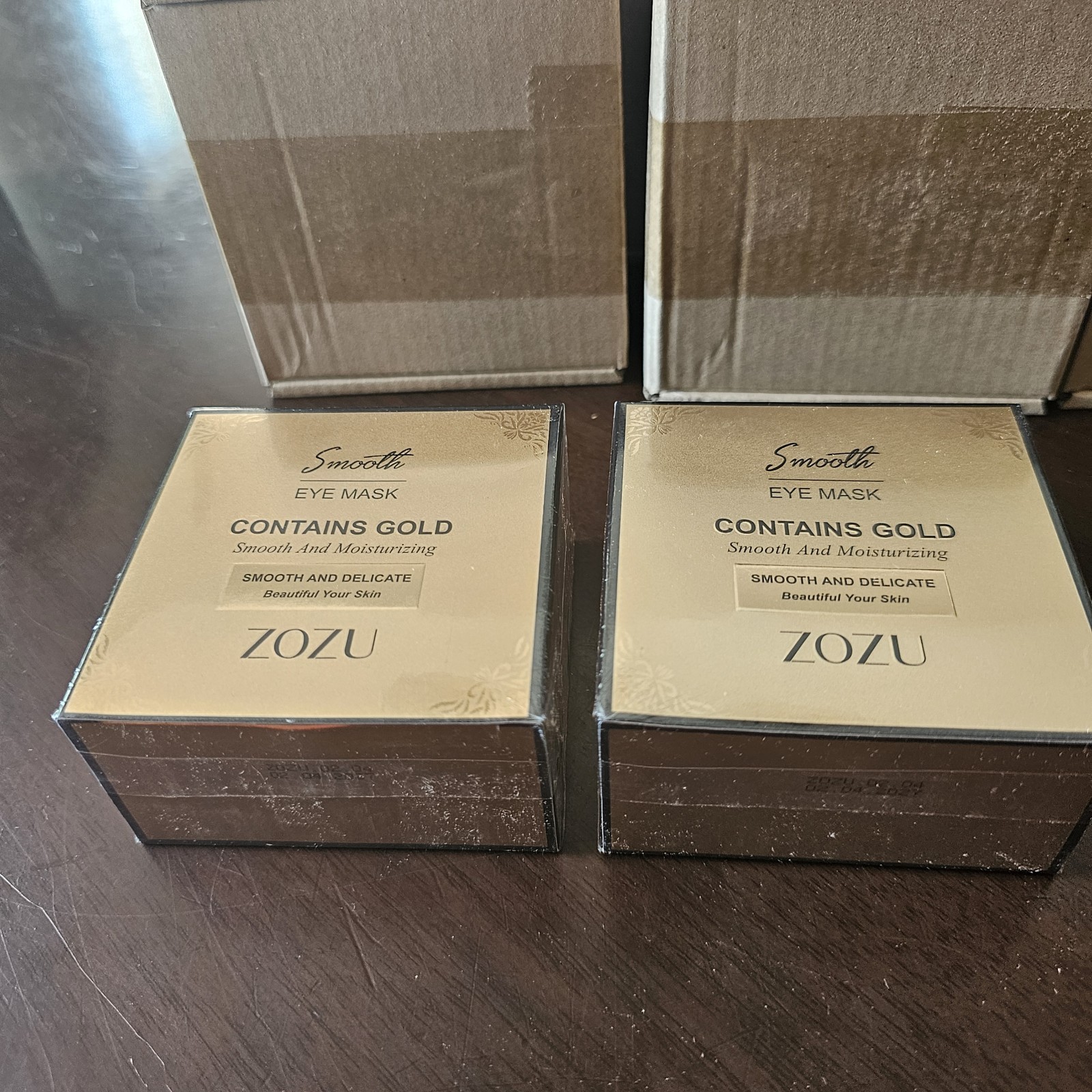 Lot of 2, Smooth Eye Mask, Moisturizing, ZOZU Contains Gold NIB, 30 Pairs In Box