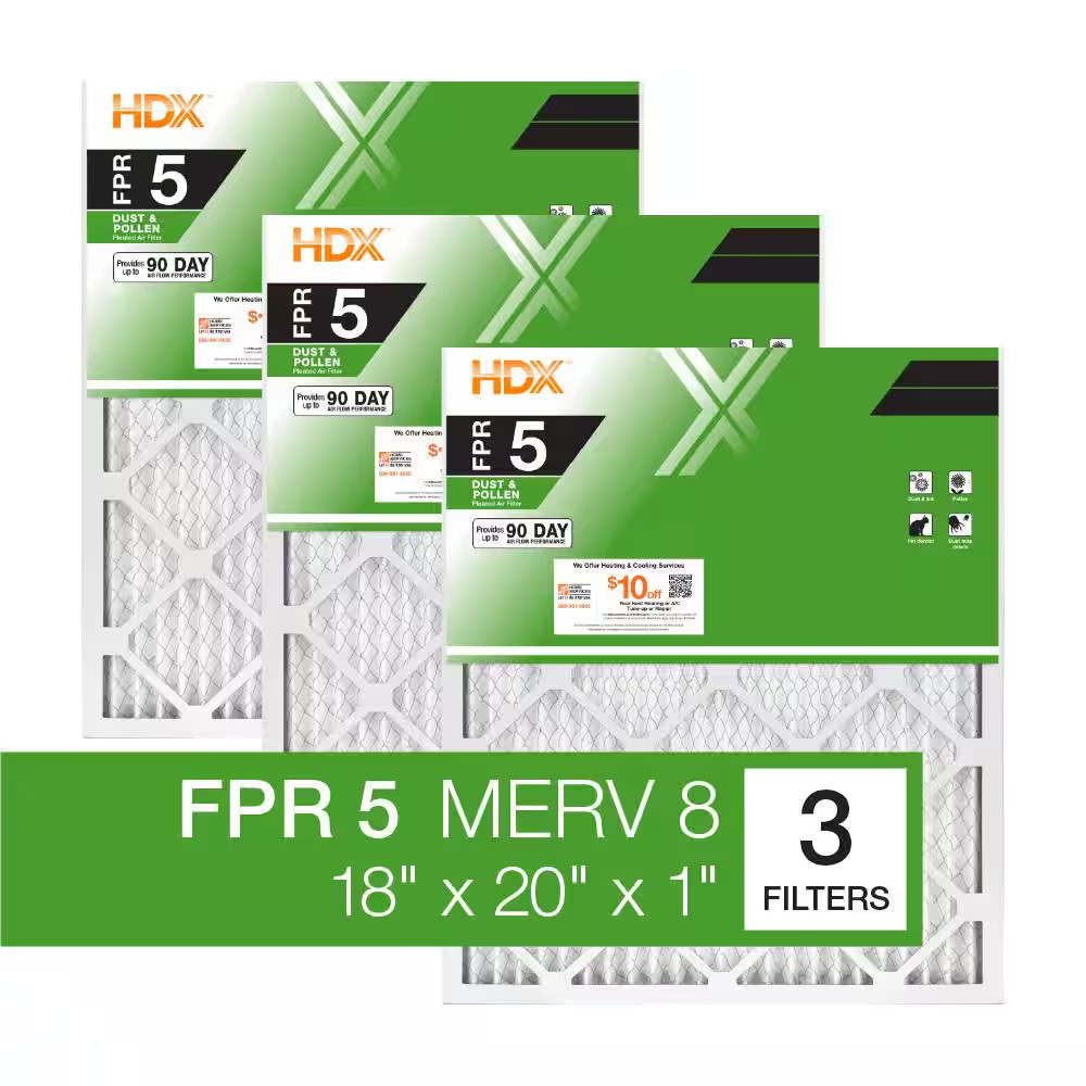 (3-PACK) 18x20x1 Air Filter Pleated MERV 8 AC Furnace Filtro de aire Plisados