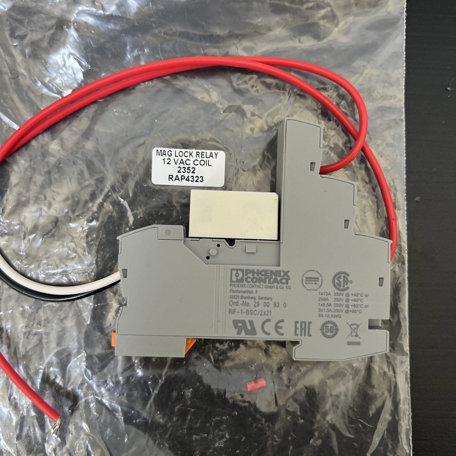 FAAC FAA-2352 Maglock Relay Phoenix Contact