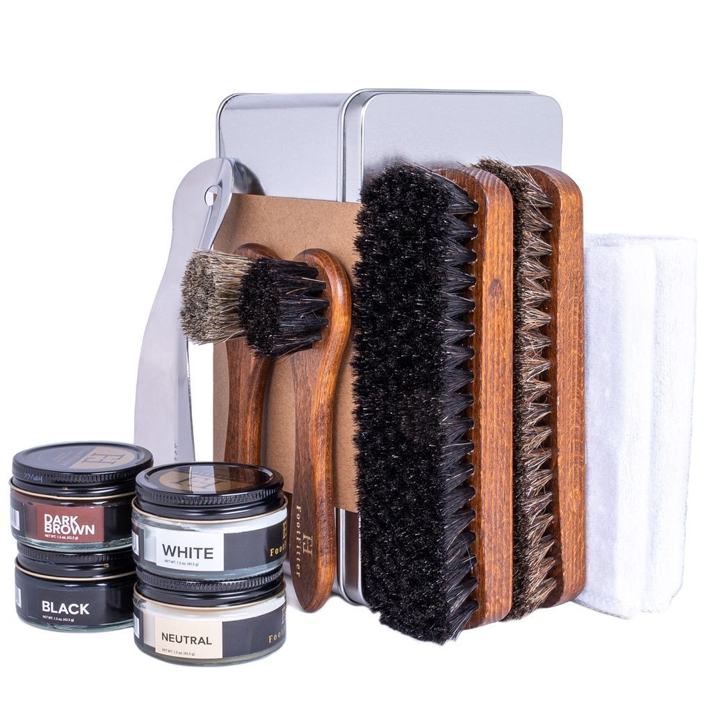 FootFitter Valet Refill Set with FootFitter Shoe Care Tools and Polishes Classic