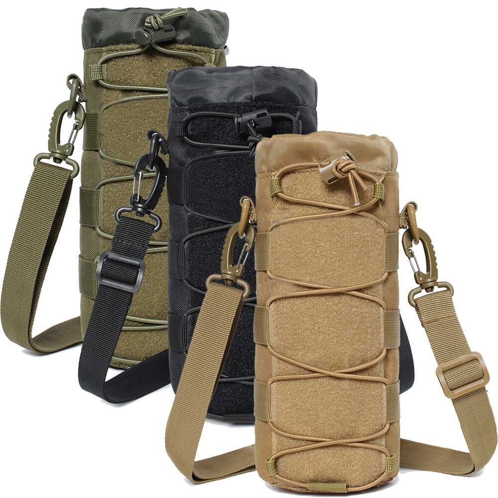 Men Tactical Outdoor Water Bottle Kettle Pouch Military Hiking Hunting Molle Bag
