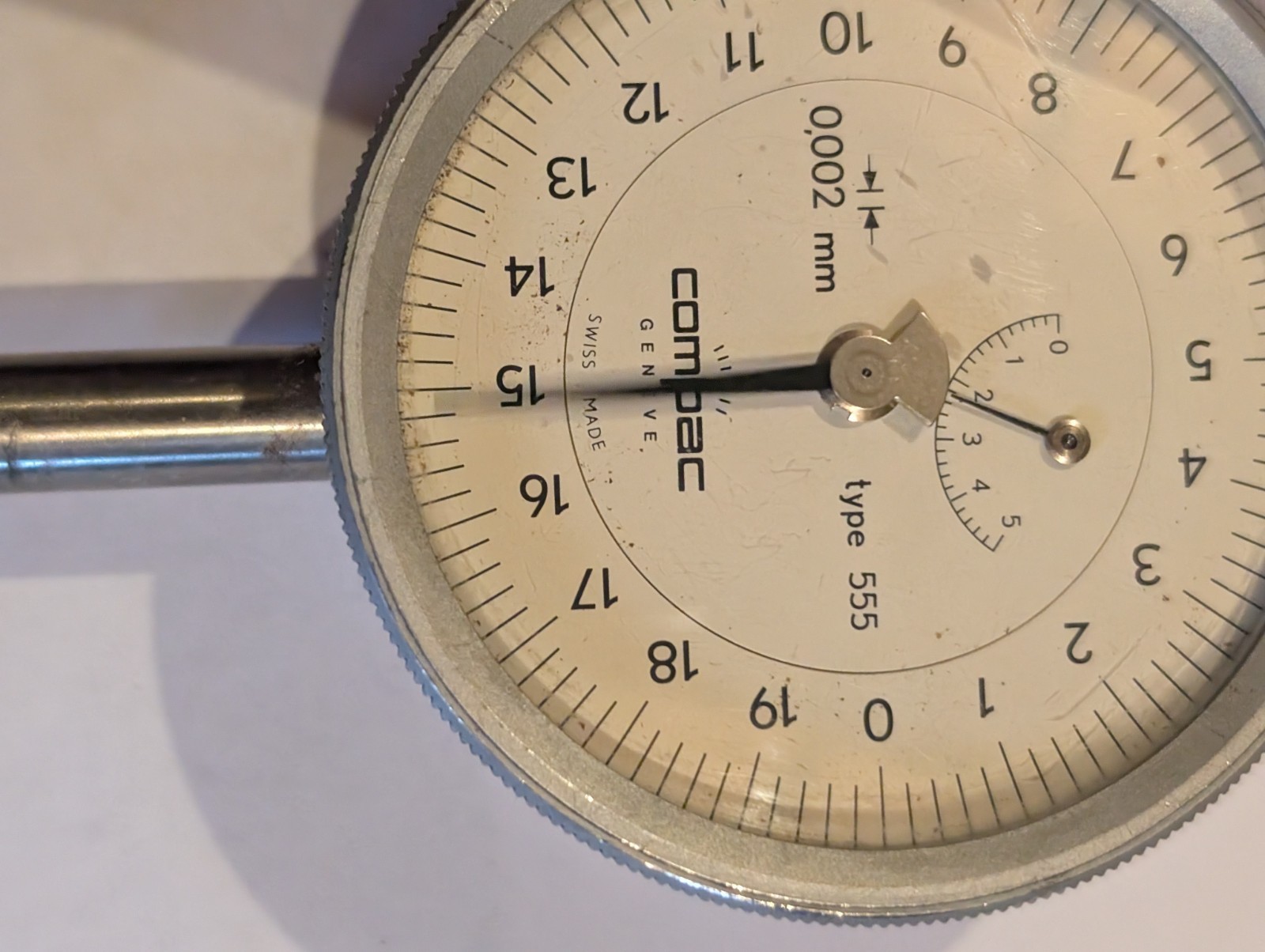 *Untested* Compac Geneve Type 555 Precision Dial Indicator 0.002 mm Swiss Made