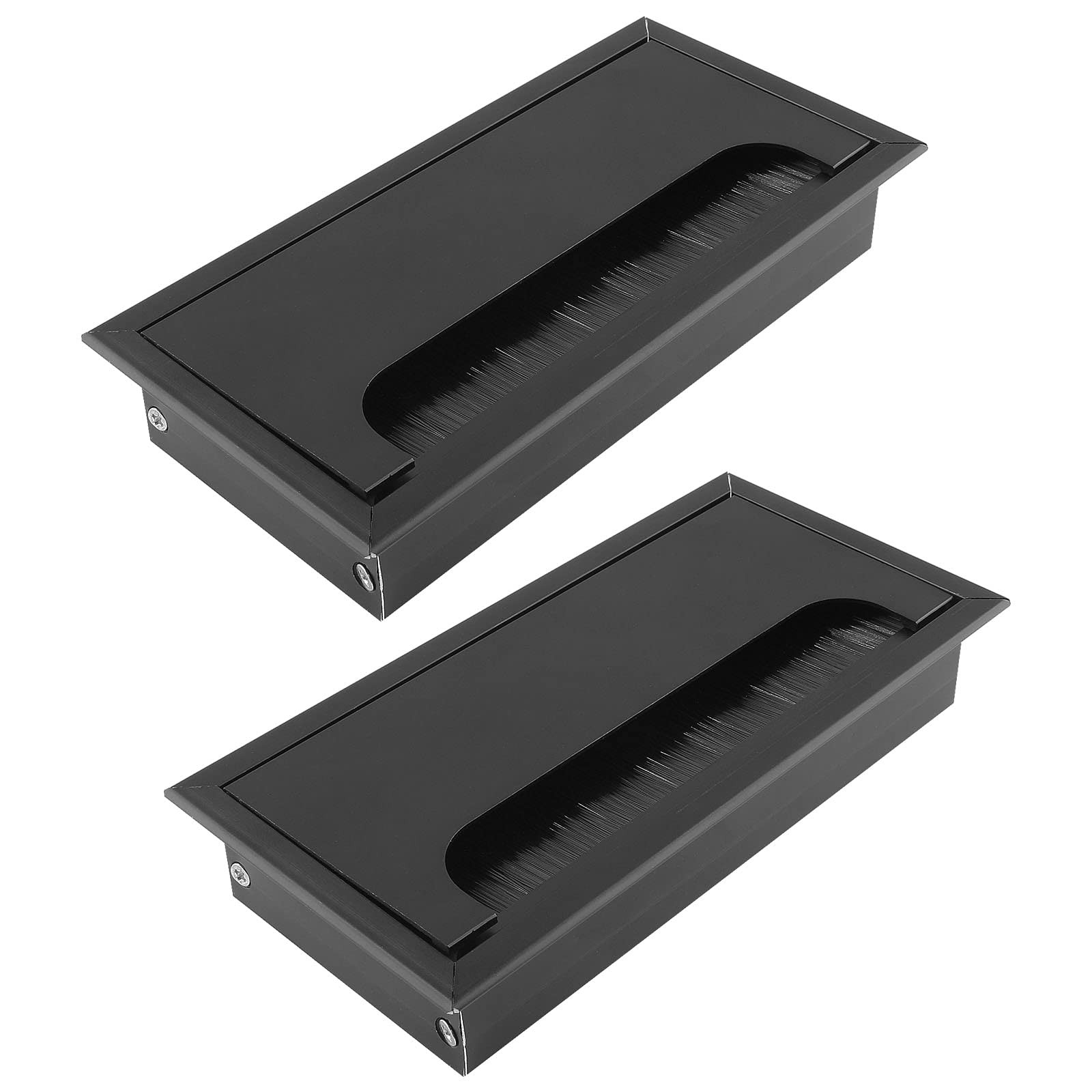 2Pcs Rectangle Brush Desk Cord Grommet 160mm x 80mm Dust-Proof Metal Desk Cab...