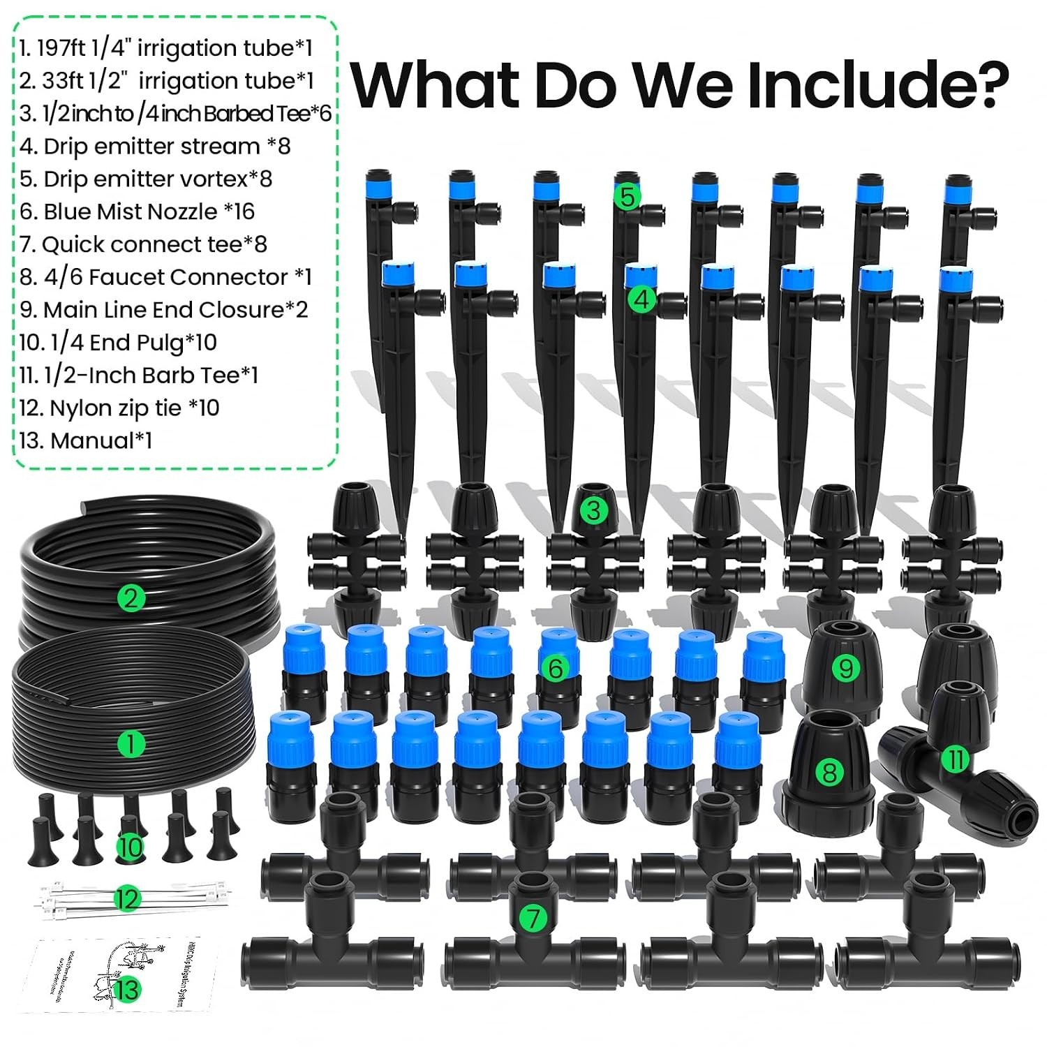 Efficient Garden Watering System with Quick Connector Technology and Nozzles
