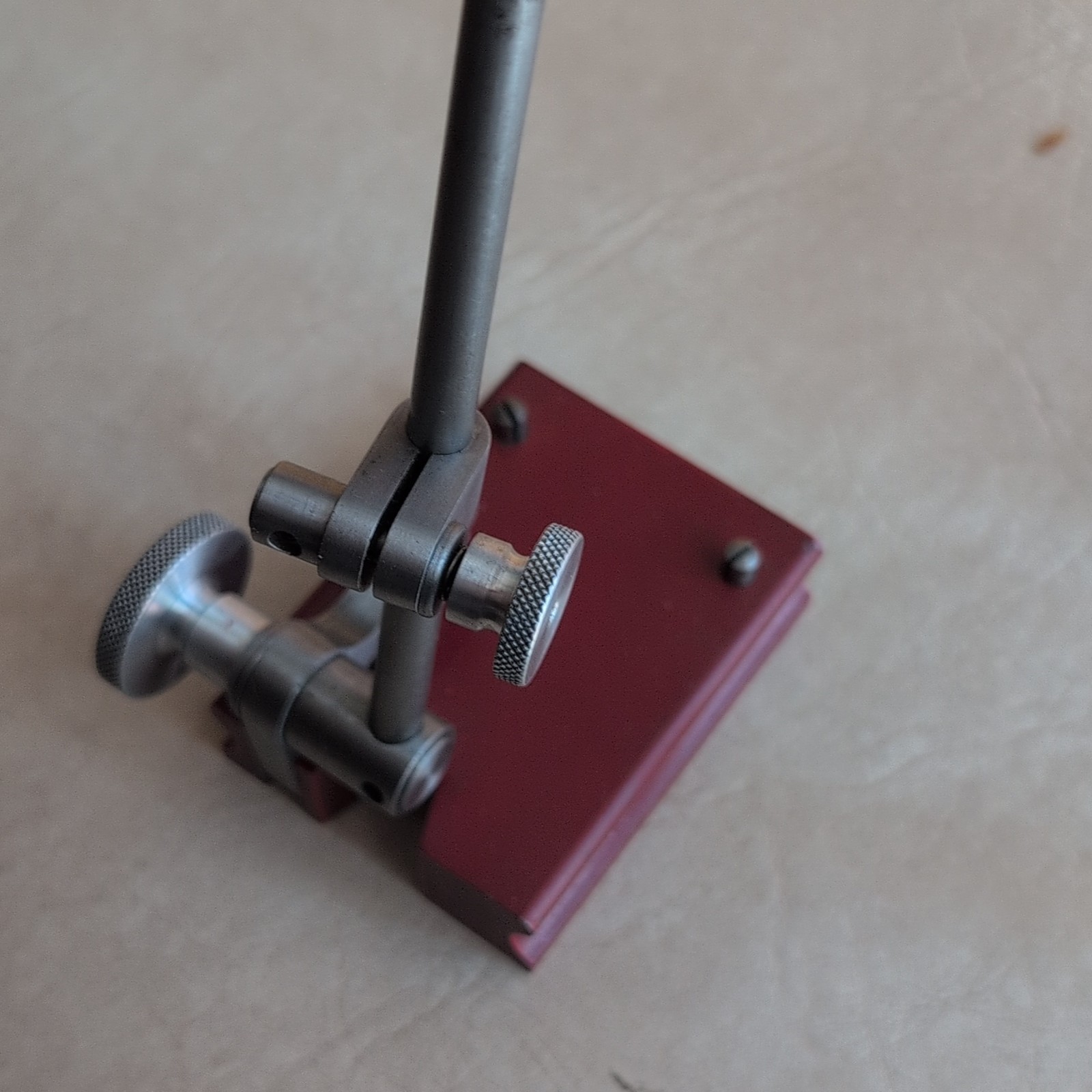 Magnetic Base Dial Indicator Holder Stand w/ Adjustable Rod Arm, Red