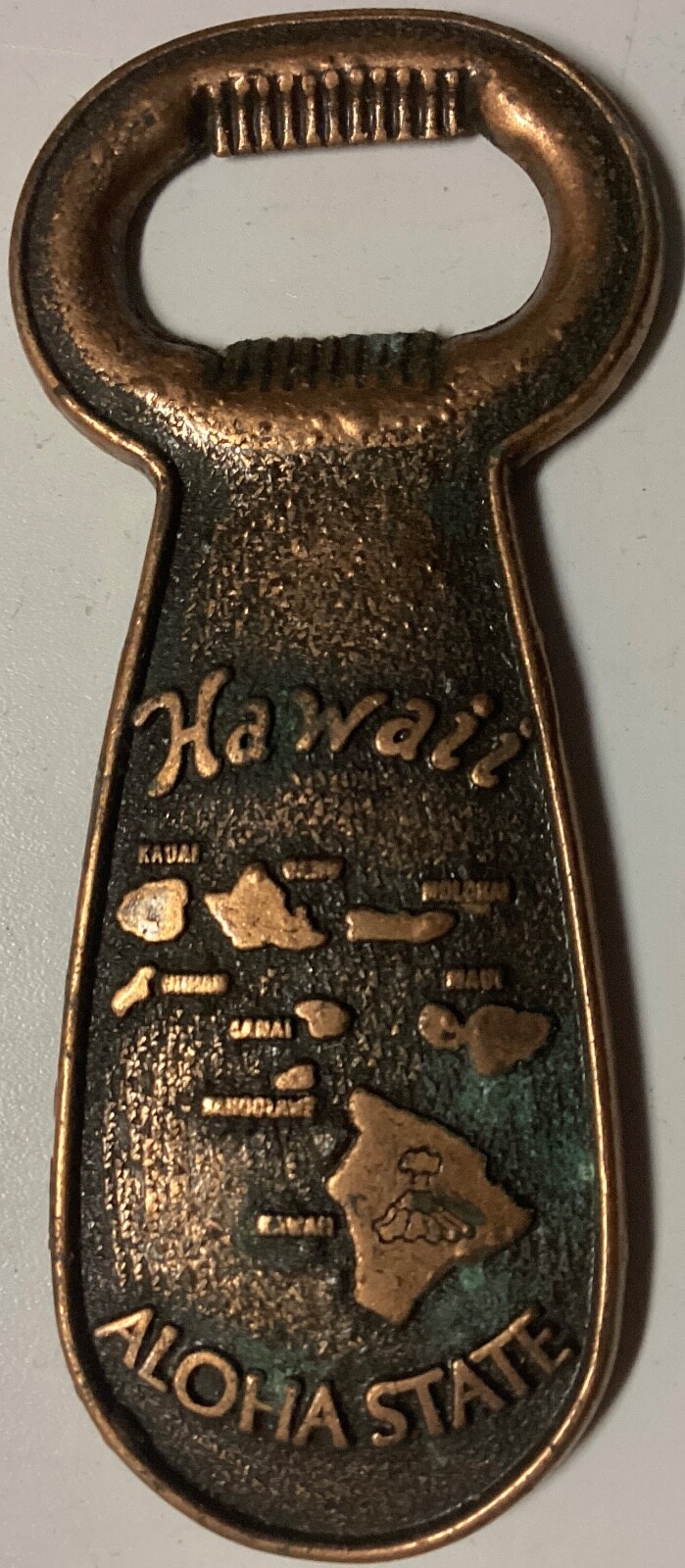 Vintage Century Brass Metal Hawaii Aloha State Souvenir Beer Bottle Opener USED