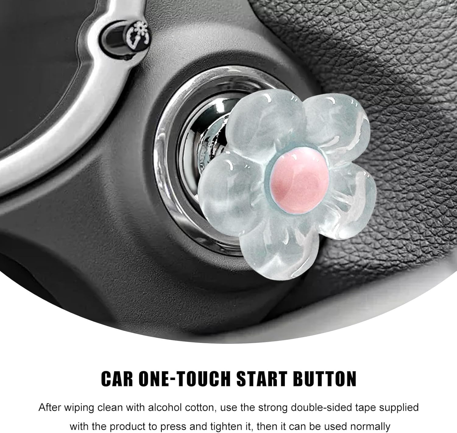 Push to Start Button Cover, Resin Flower Engine One-Touch Starter Ignition Switc