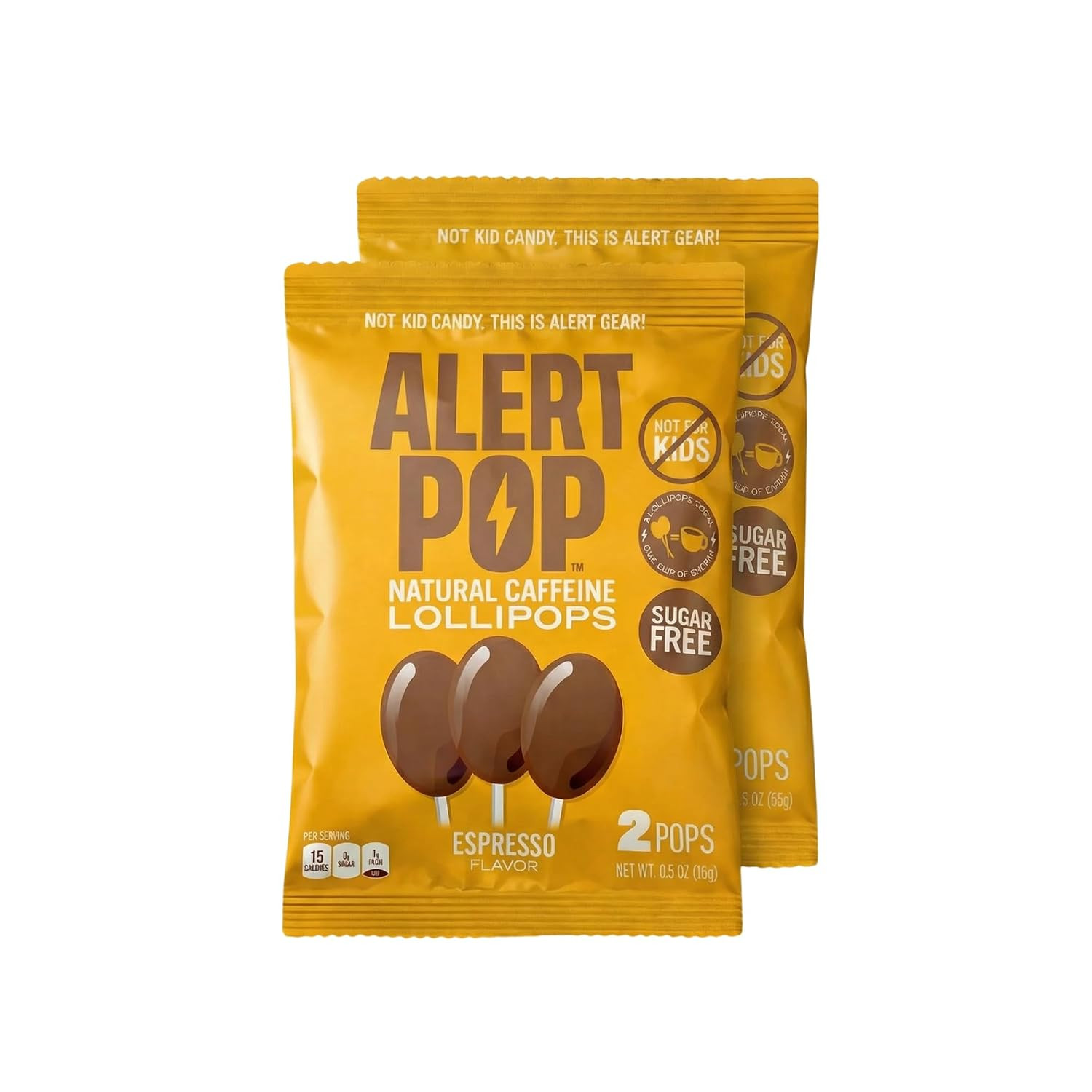 Alertpop Natural Caffeine Lollipops - Espresso Sugar Free Candy with Natural Caf