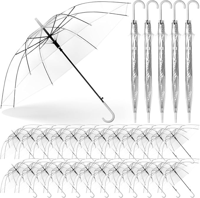 Reginary 30 Pieces Wedding Umbrellas Bulk Auto Open Stick Umbrellas #T4