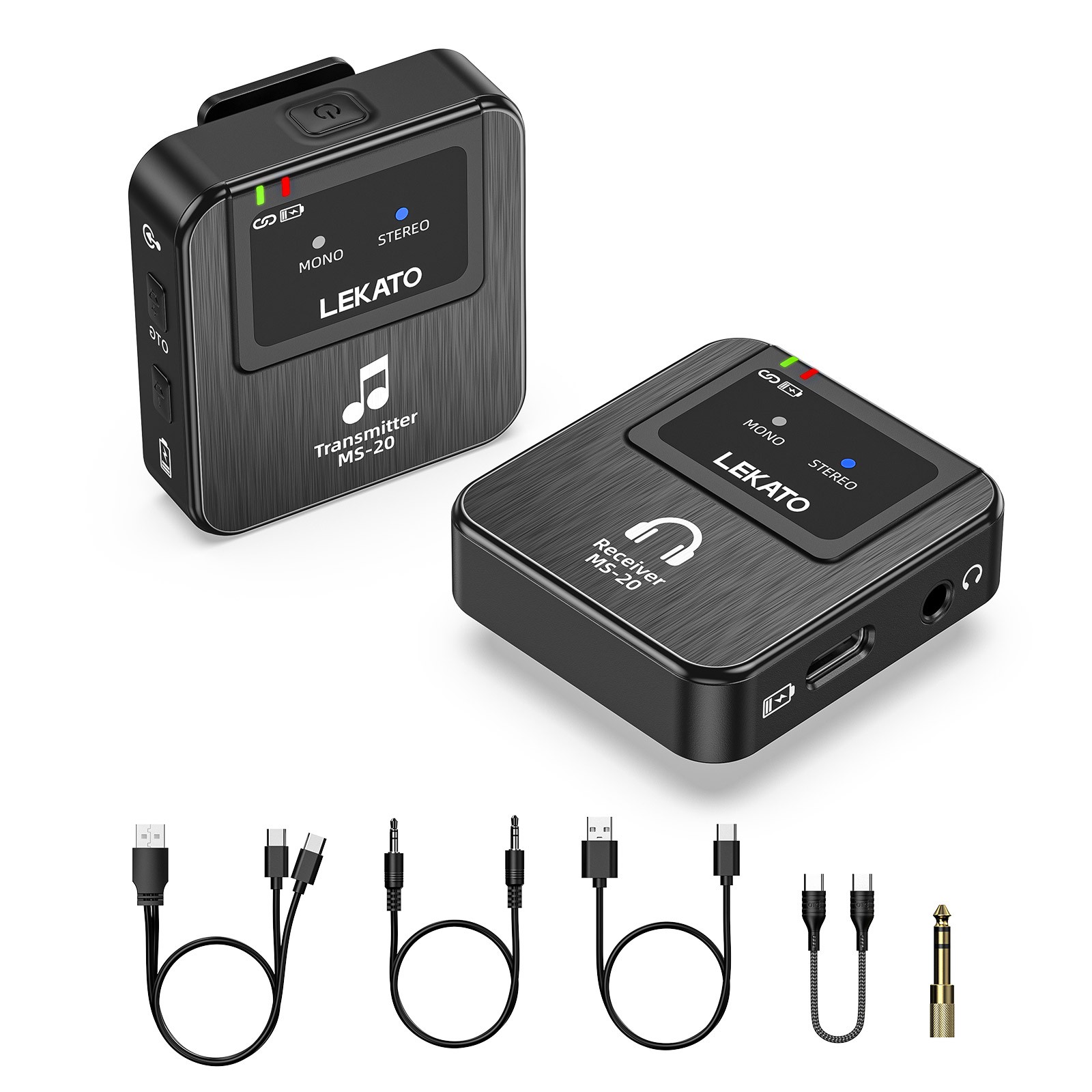 LEKATO Wireless 2.4G IEM System Transmitter Receiver OTG Plug Low Latency 100FT