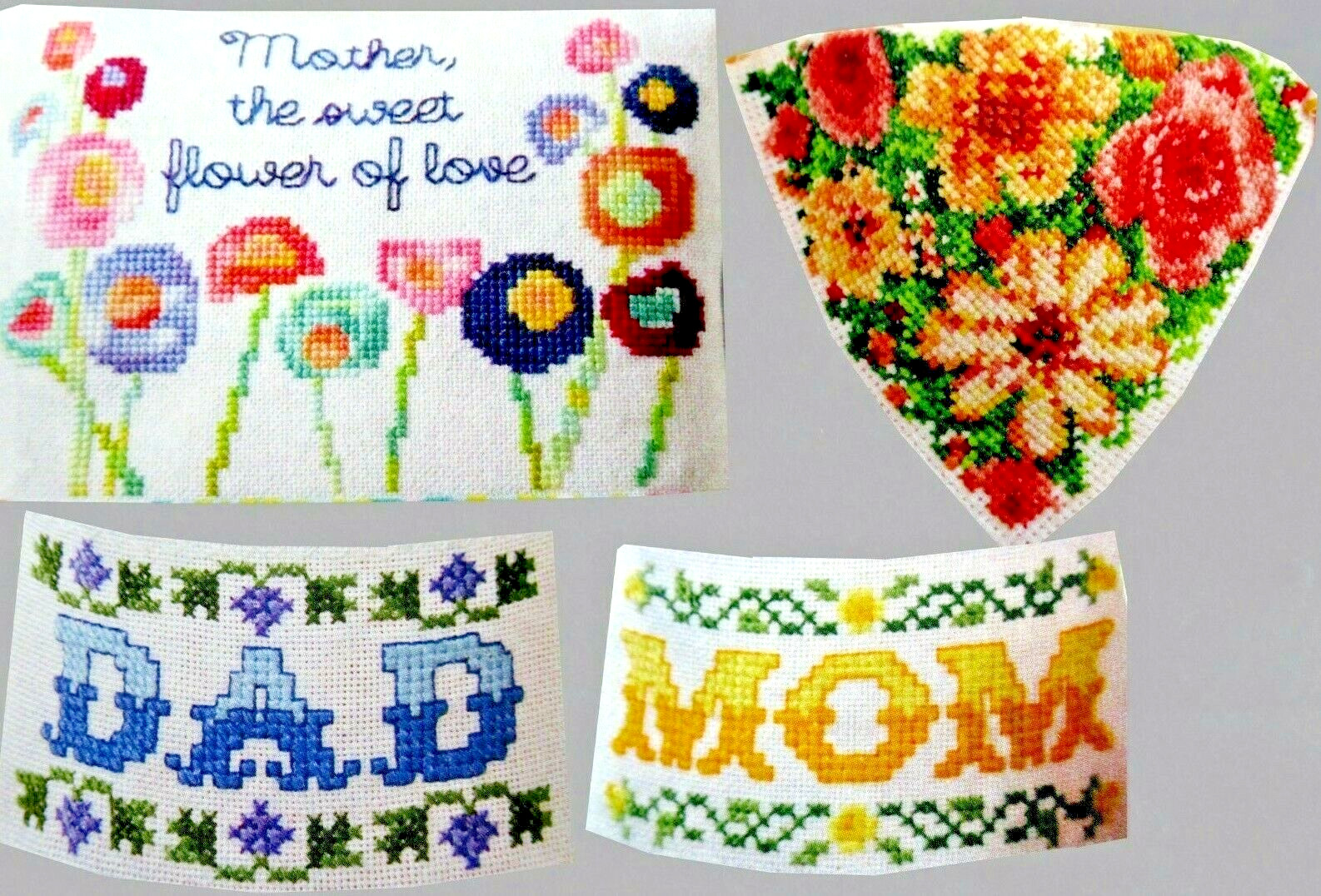 Bright Vibrant Flowers Mother Sweet Flower Mom Dad CROSS STITCH PATTERNS