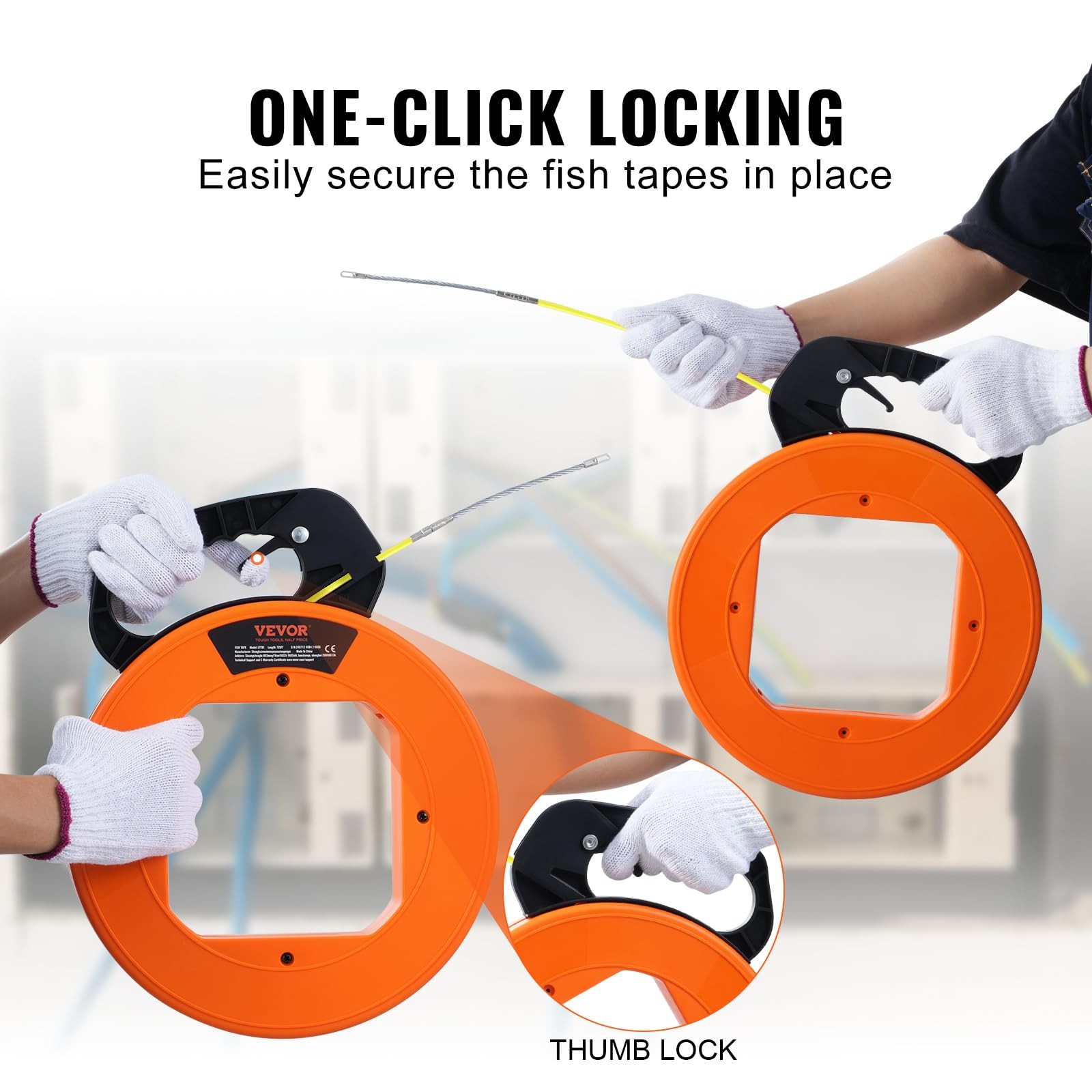 100ft Fiberglass Fish Tape Wire Puller NonConductive Cable Tool
