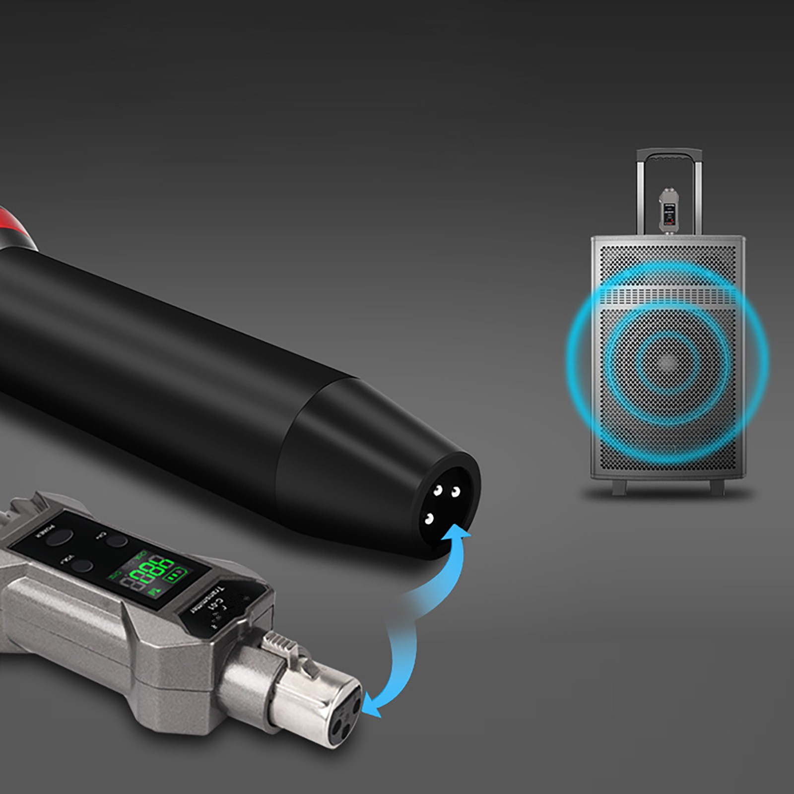Plug-on Microphone Wireless System XLR Transmitter+ Receiver + 6.35mm Adapter b
