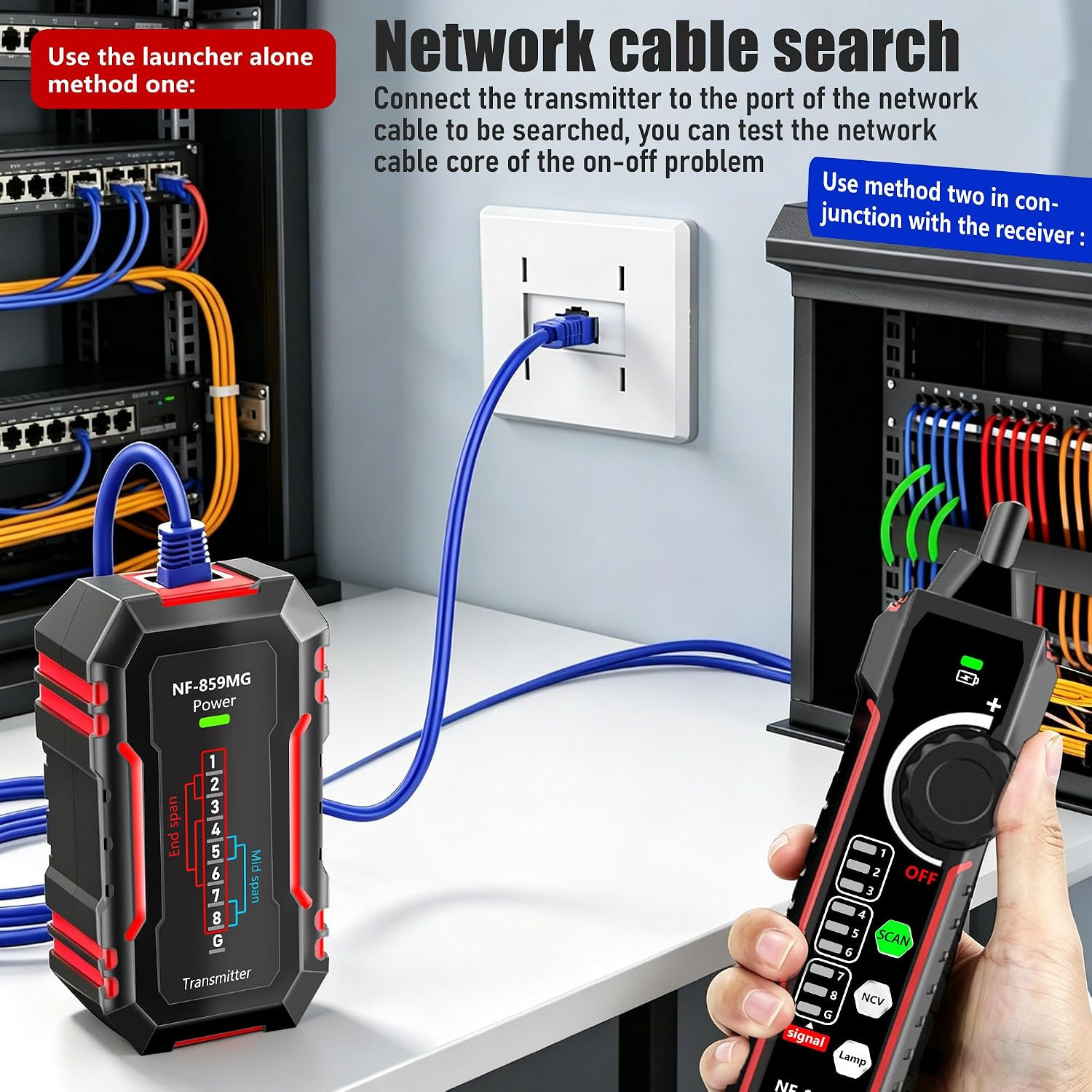 NF-802MG Network Cable Tester Ethernet Cable Tester with NCV and SCAN for PoE/Ca