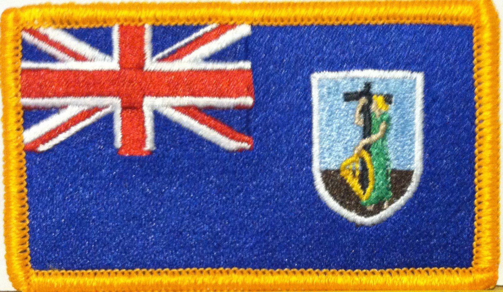 Montserrat  Flag Embroidered  BIKER Iron-On Patch Emblem Gold  Border