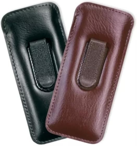 Half Clip Faux Leather Eyeglass Case Soft with Clip, Felt Lining, Slim Slip-In