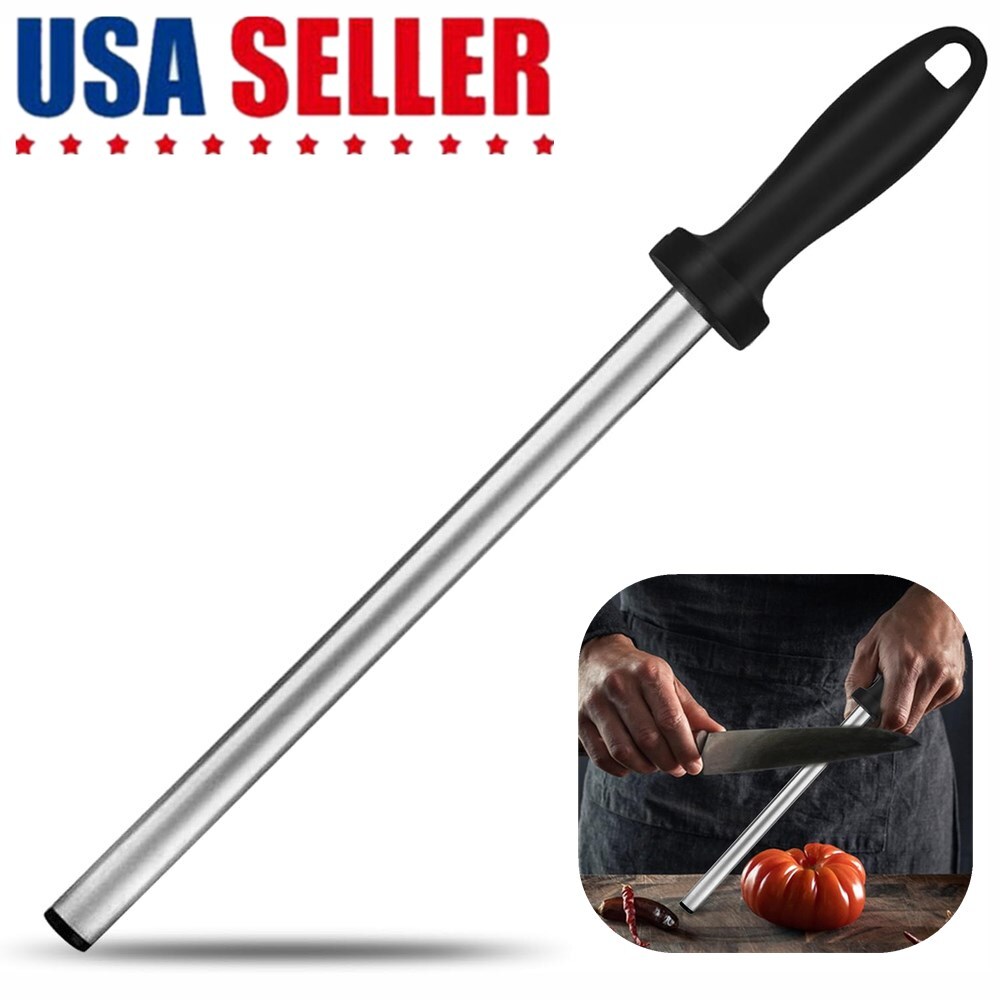 10 inch Diamond Knife Sharpening Oval Stick Kitchen Sharpener Steel Honing Rod