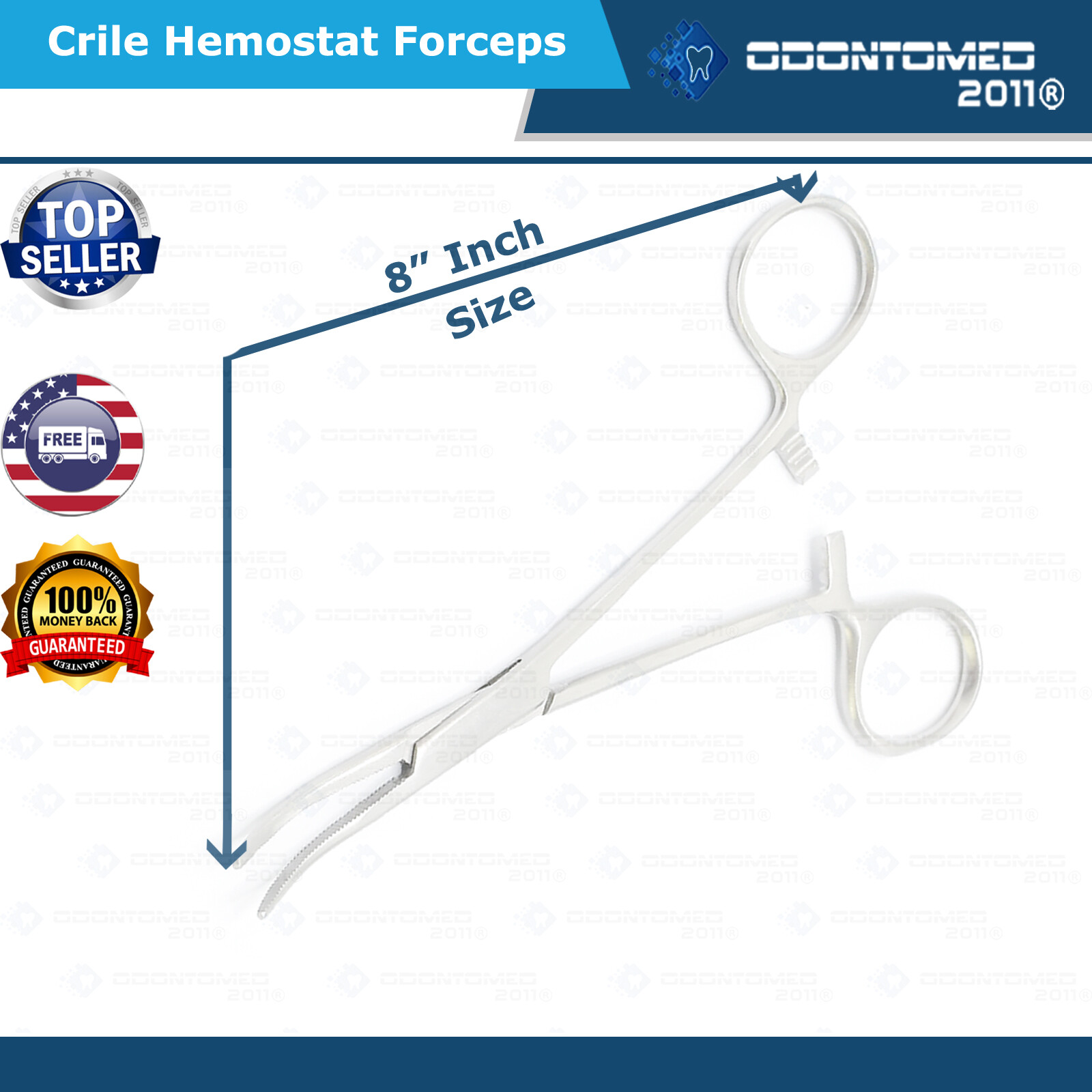 3 Rankin Crile Hemostat Locking Forceps Curved Tip 8"