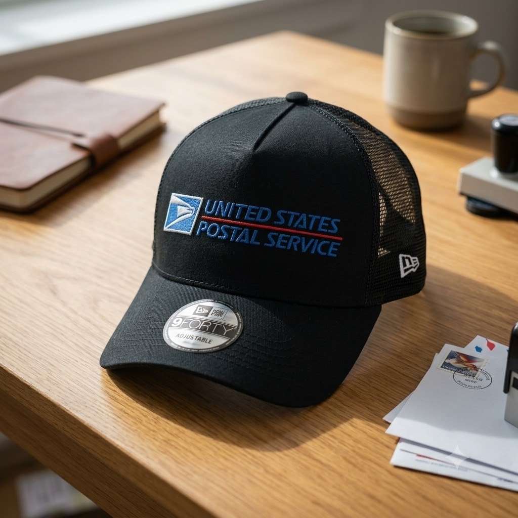 U.SPS Trucker Hat Black Mesh Snapback Cap US Postal Service