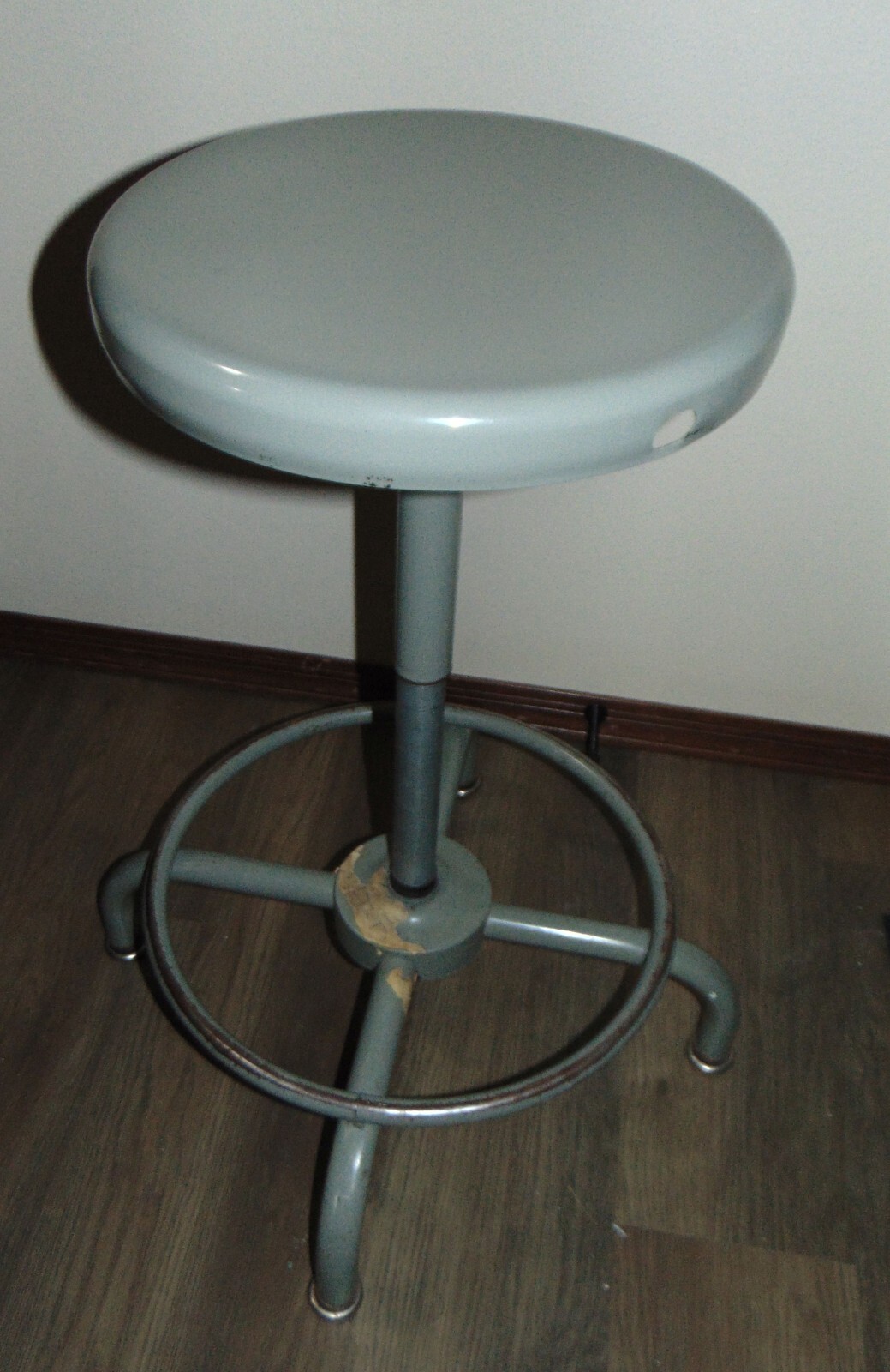 Vintage Adjusto Adjustable Steel Drafting Drafter Swivel Counter Stool W Cushion
