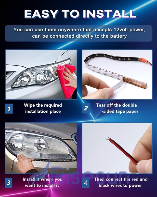 12V Tiras de Luz 15LED para Carros Coche Motos Camión Embarcación Luces Decor