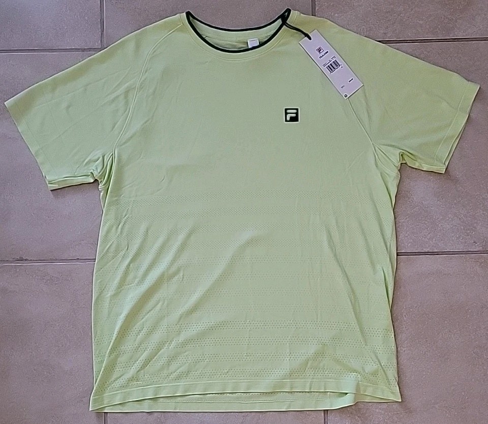 Fila Tennis Center Court Ace Shirt Men's M $85 NWT TM511111 Seamless Crew Lime