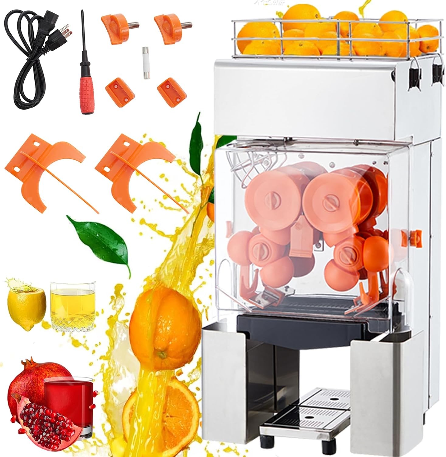 Industrial Citrus Juicer Stainless Steel Triple Roller Quiet Motor 22 Oranges/M