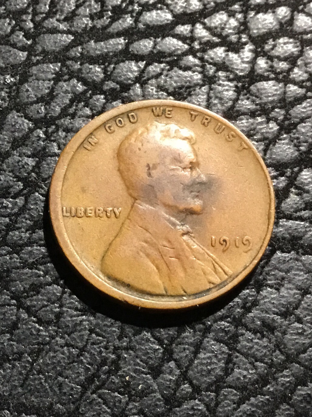 1919 LINCOLN CENT - MISALIGNED DIE W/PARTIAL COLLAR.   INV#5662