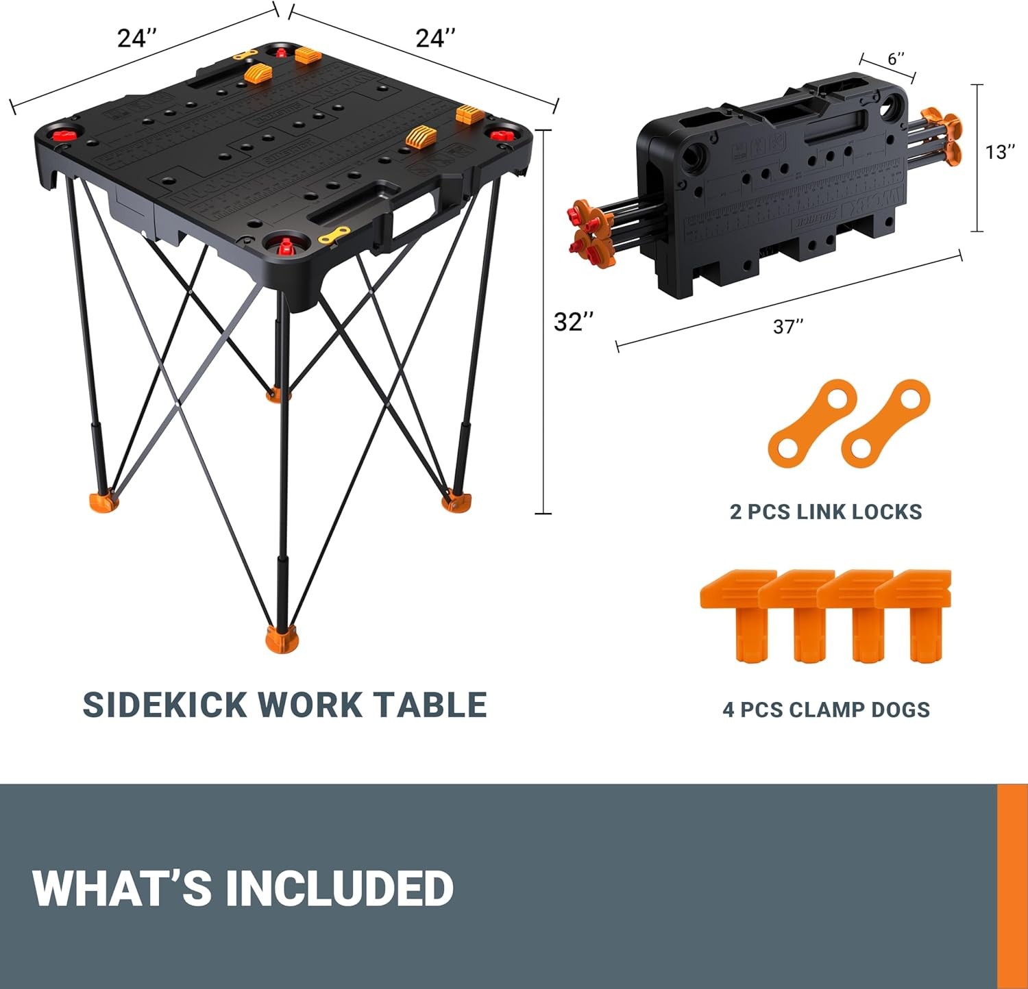 Worx WX066 Sidekick Folding Work Table, Portable, NEW