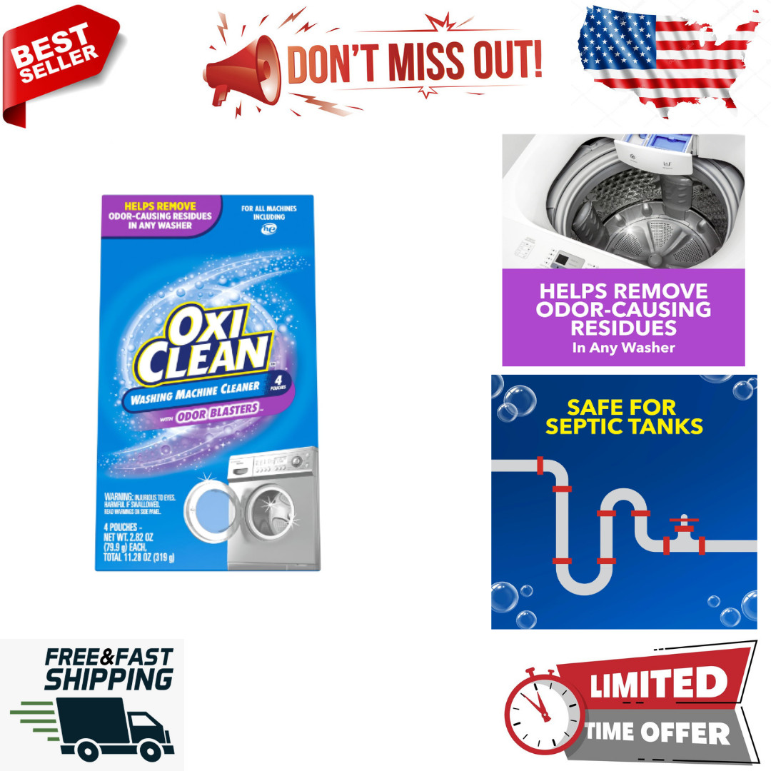 OxiClean Washing Machine Cleaner with Odor Blasters, 4 Count