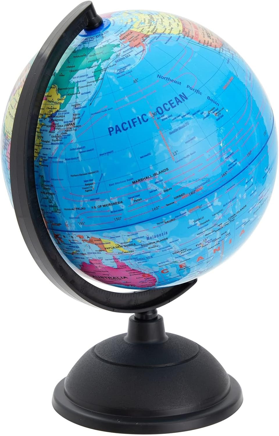 8-Inch Multicolor World Globe with Plastic Stand for Kids & Classroom Decor