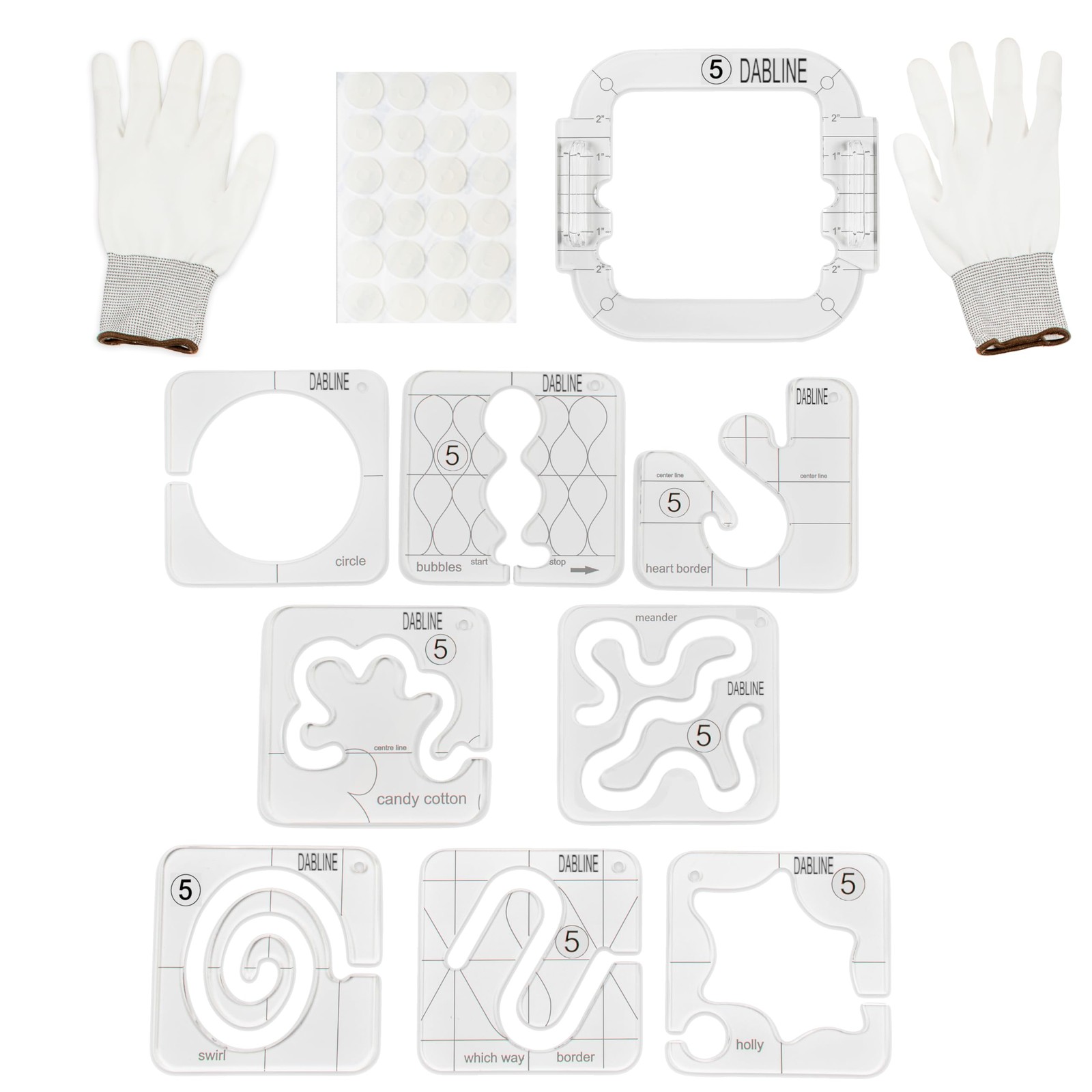 13 PCs Quilting Template Set Includes 8 Quilting Templates, Quilting Frame/Gl...