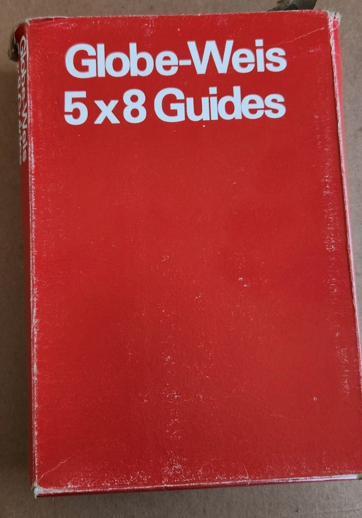 GLOBE-WEIS #50P08 5X8 1/5 CARD GUIDES QTY. 100 & #52M58 METAL TAB GUIDES A-Z